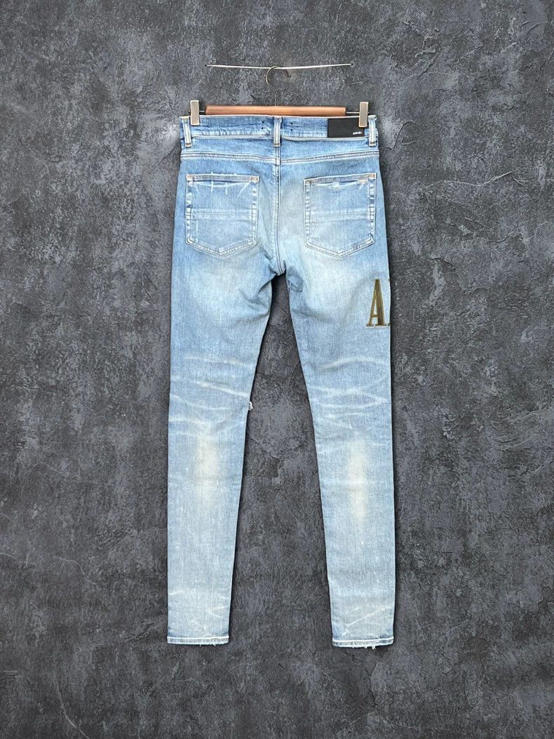 Amiri Amiri logo embroidered destroyed jeans Size US 31 - 2 Thumbnail