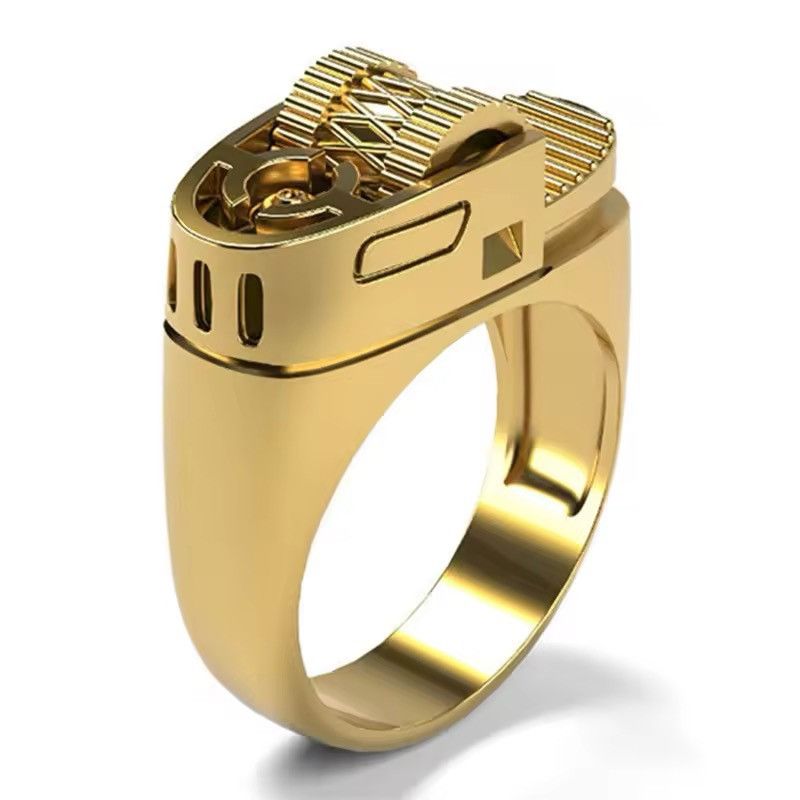 Vintage New Gold Creative Lighter Ring Size ONE SIZE - 1 Thumbnail