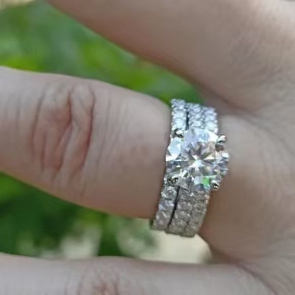 Other Certified 4.75ct. t.w. Moissanite Diamond Wedding Ring Set Size ONE SIZE - 3 Thumbnail