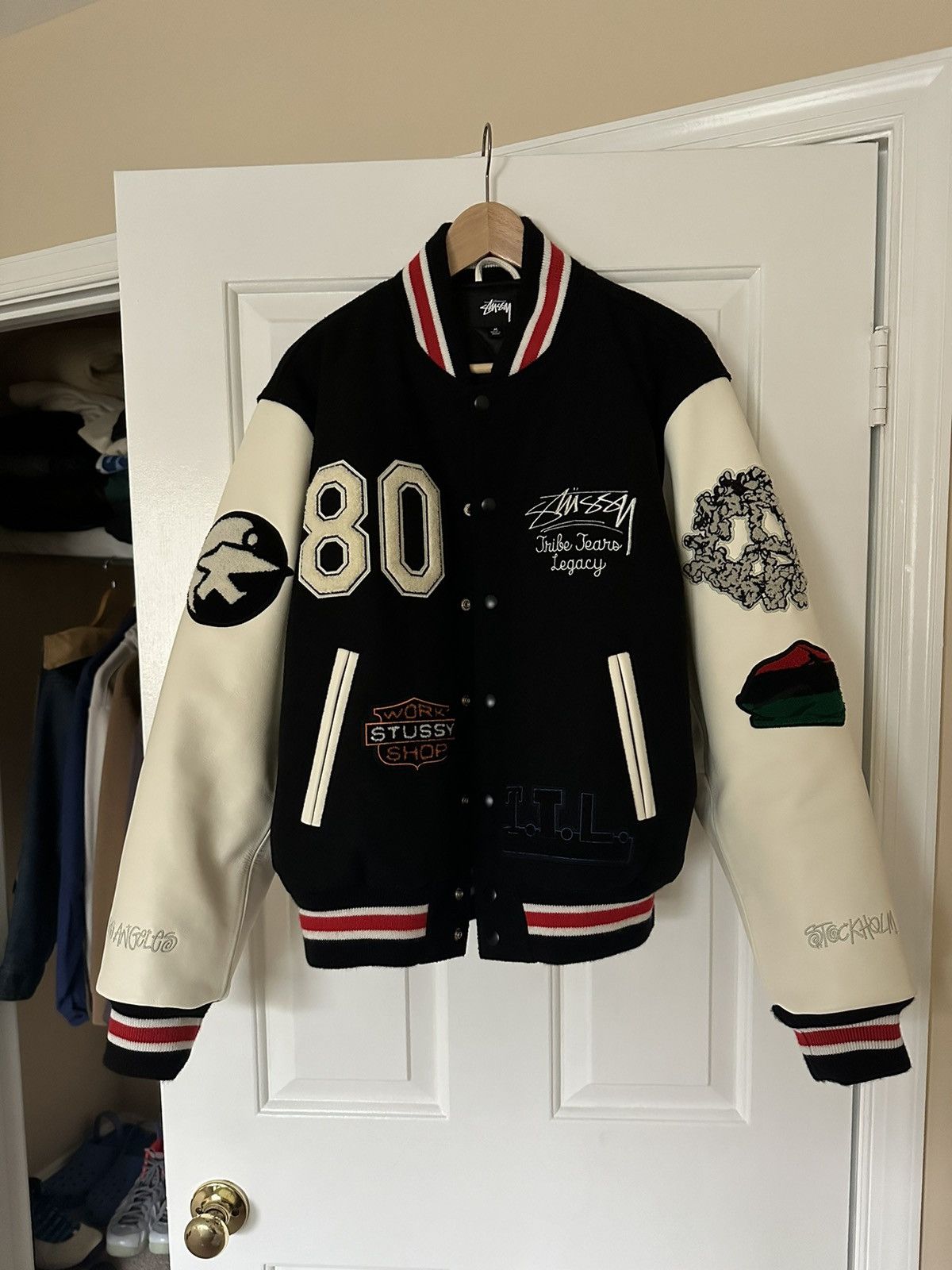 DENIM TEARS × Stussy Stussy Denim Tears Varsity Jacket | Grailed
