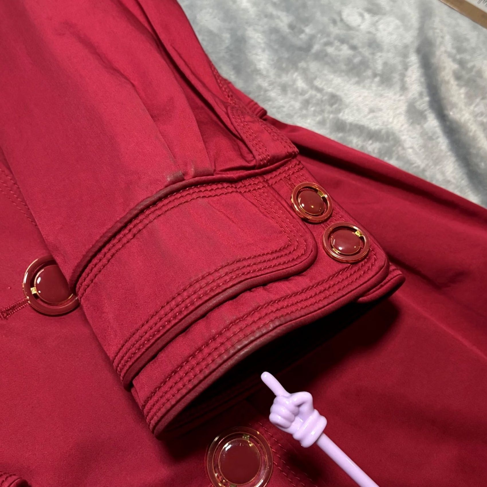 Juicy Couture Juicy Couture Red Trench Coat Double Breasted 3/4 Sleeve Gold Buttons Size S Womens Size S / US 4 / IT 40 - 6 Thumbnail