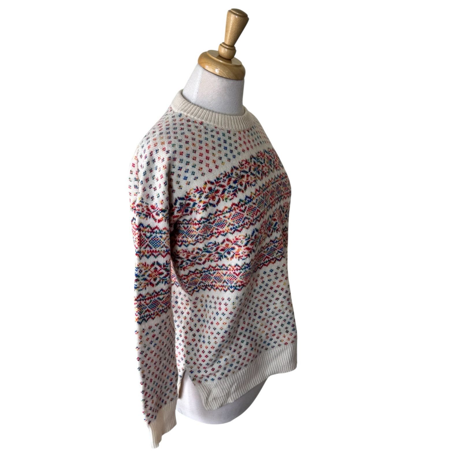 J.Crew J. Crew Fair Isle 100% Wool Crewneck Sweater Multi Color Size XS / US 0-2 / IT 36-38 - 5 Thumbnail