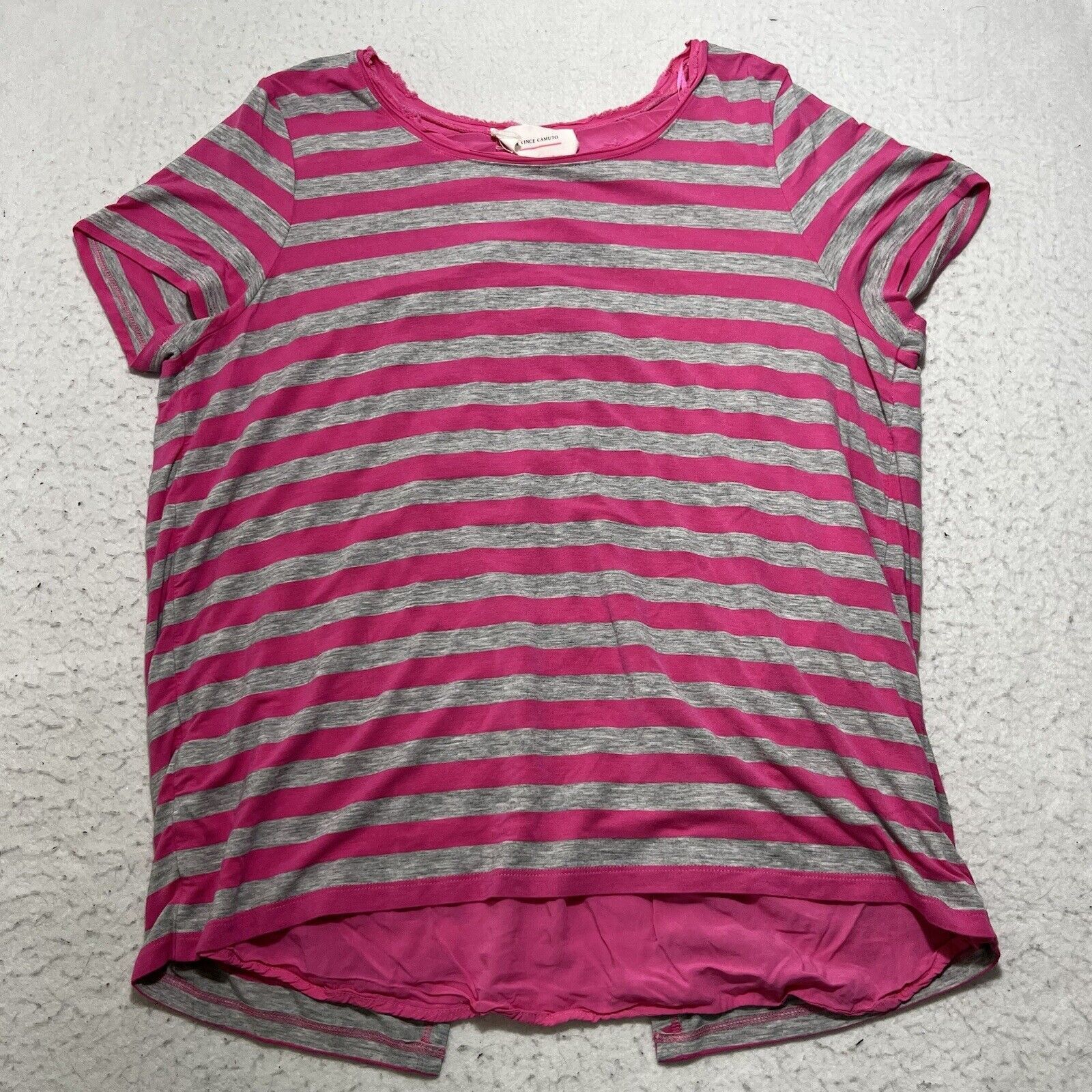 Vince Camuto Vince Camuto Medium Splitback Pink Striped T Shirt Crewneck Size M / US 6-8 / IT 42-44 - 1 Thumbnail