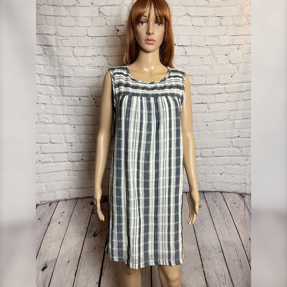 Other Max Studio Black White Stripes Mini Sleeveless Cotton Dress Size L / US 10 / IT 46 - 1 Thumbnail