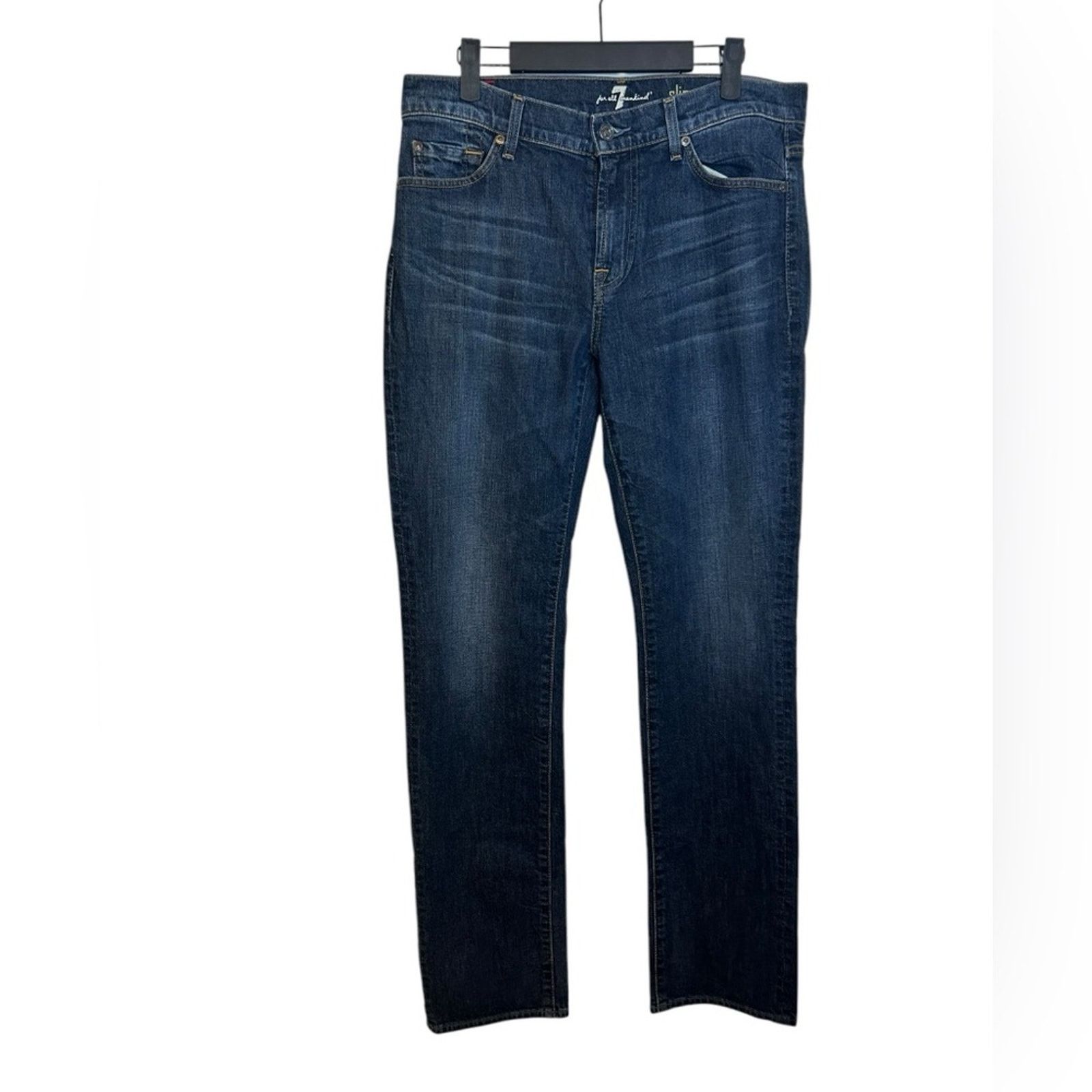 7 For All Mankind 7 For All Mankind Men's Blue Dark Wash Slimmy Jeans Size US 32 / EU 48 - 1 Thumbnail
