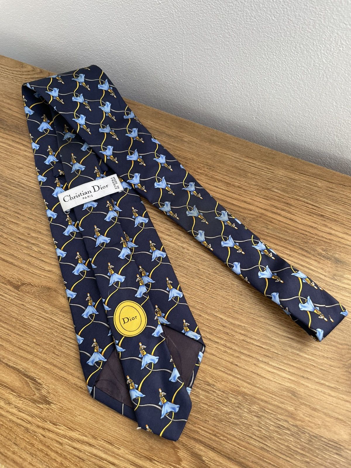 Christian Dior Monsieur Christian Dior Silk Tie Patterned Vintage Blue Gold Luxury Size ONE SIZE - 2 Thumbnail