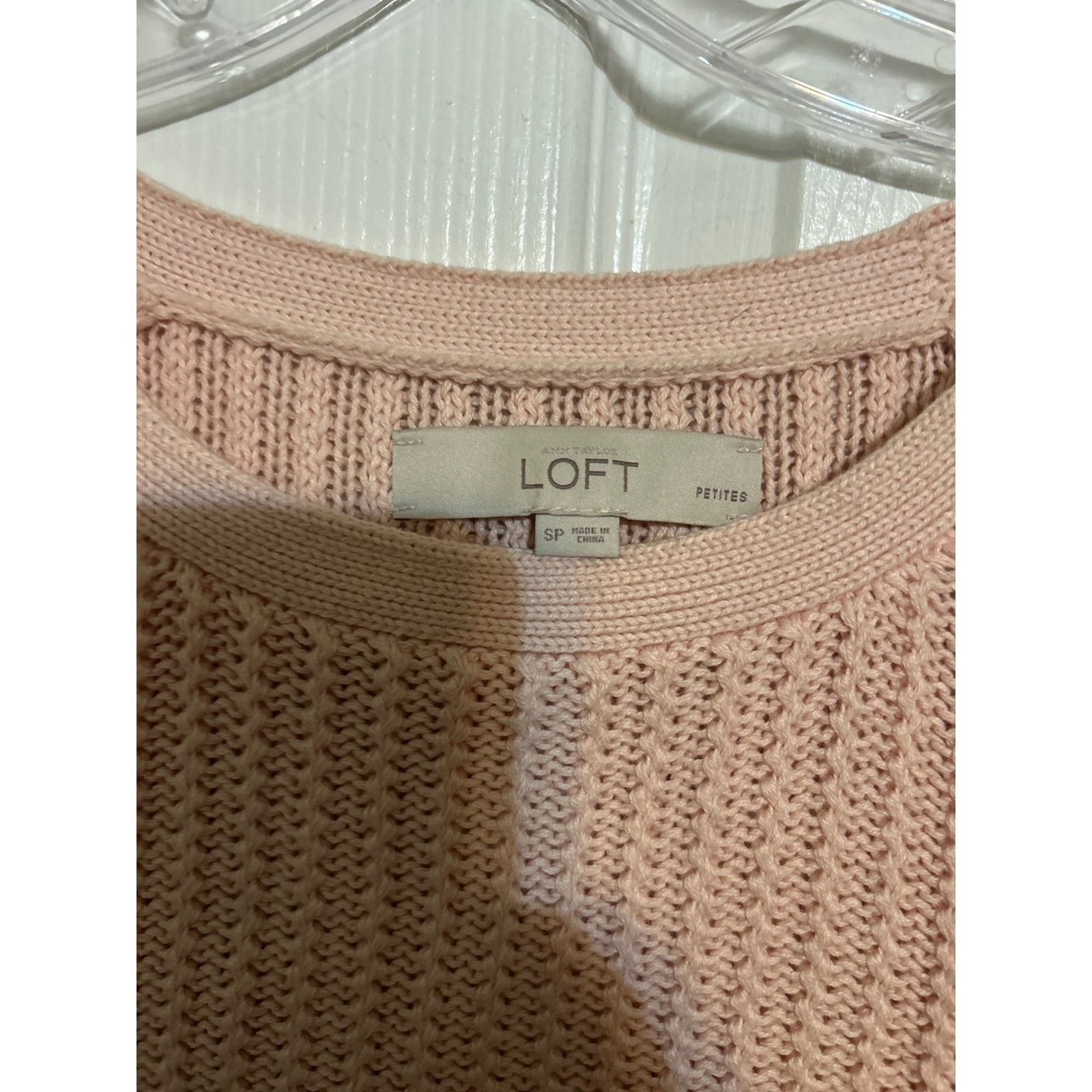 Loft Loft Pink Cotton Ribbed Pointelle Raglan Sweater Small SP Size S / US 4 / IT 40 - 2 Thumbnail