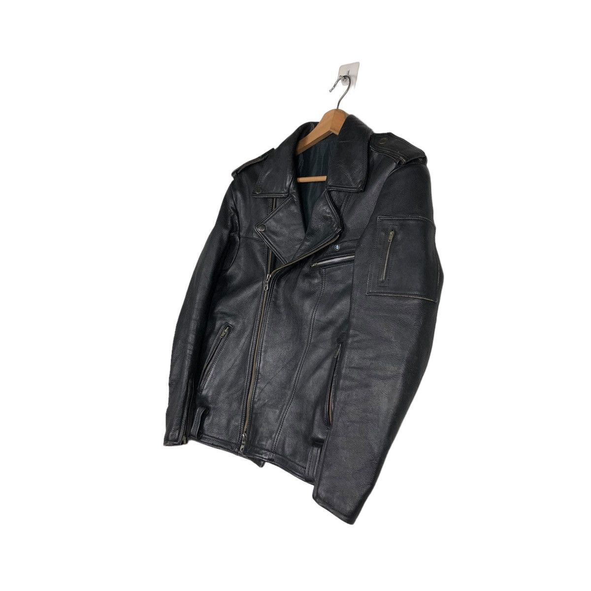 Japanese Brand 🔥VINTAGE LEATHER JACKET BIKER DOUBLE COLLAR ISSEY MIYAKE Size US M / EU 48-50 / 2 - 4 Thumbnail