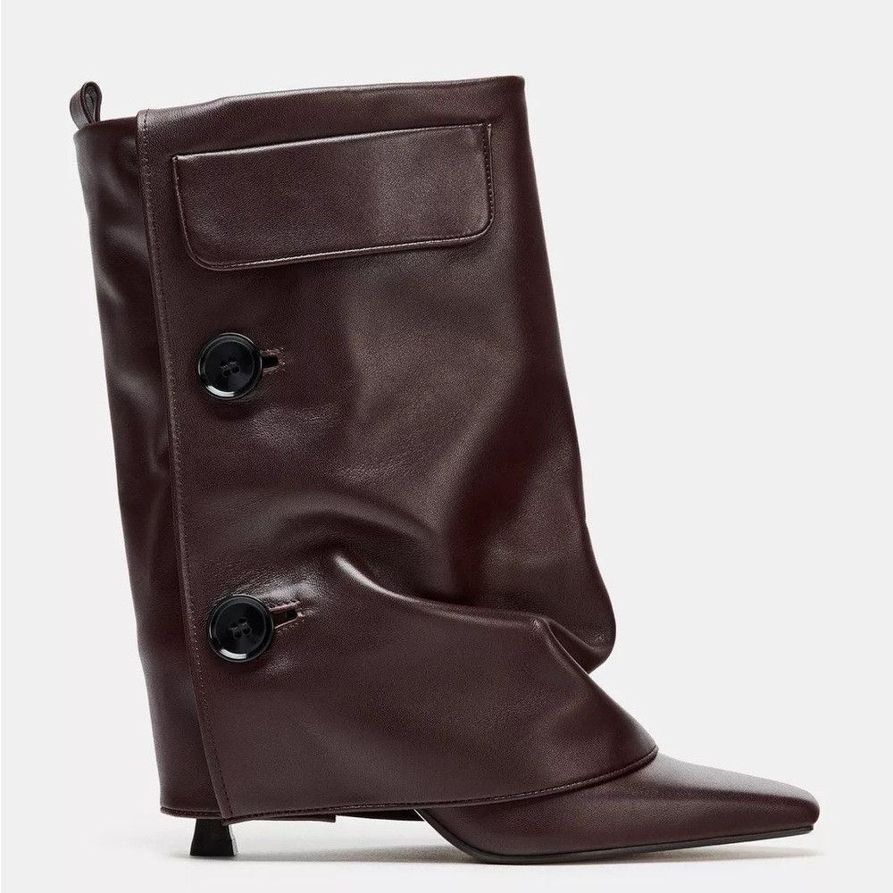 Zara ZARA LEATHER GAITER ANKLE BOOTS Size US 11 / IT 41 - 1 Thumbnail