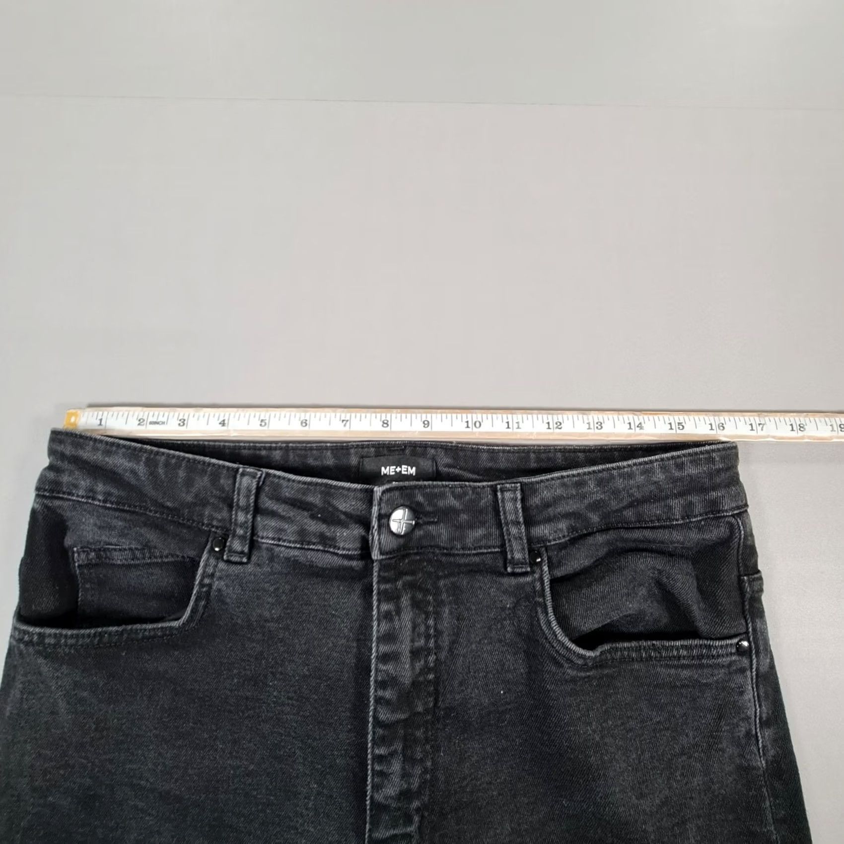 ME+EM ME+EM Womens Jeans Black W32 L29 Slim Fit Tapered Stretch Denim Zip Fly Jeans Women Mens Size 24" / US 00 / IT 34 - 6 Thumbnail