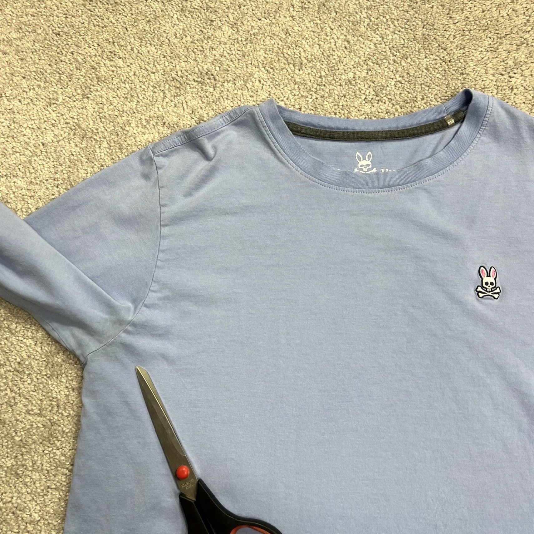 Psycho Bunny Psycho Bunny T Shirt Men Size S Light Blue Skull Crossbones Logo Crew Long Sleeve Size US S / EU 44-46 / 1 - 7 Thumbnail