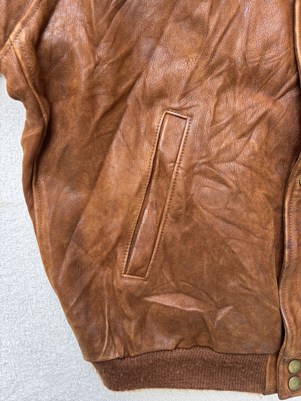 Golden Bear 1980s Golden Bear Cognac Bomber Leather Jacket Size US XL / EU 56 / 4 - 10 Thumbnail
