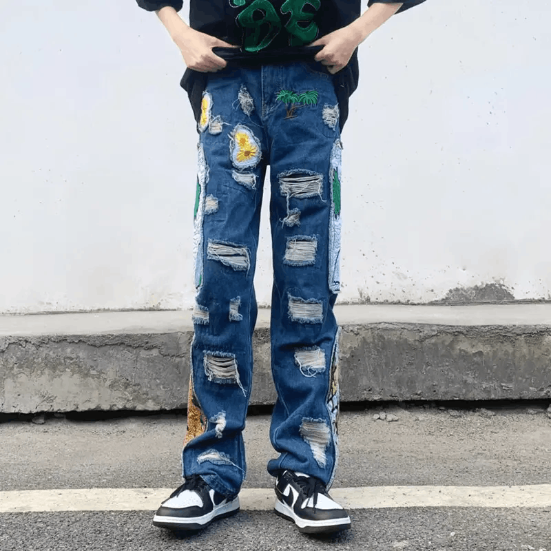 Japanese Brand × Jean Y2K Windows Patch Grunge Hip Hop Jeans Size US 30 / EU 46 - 6 Thumbnail