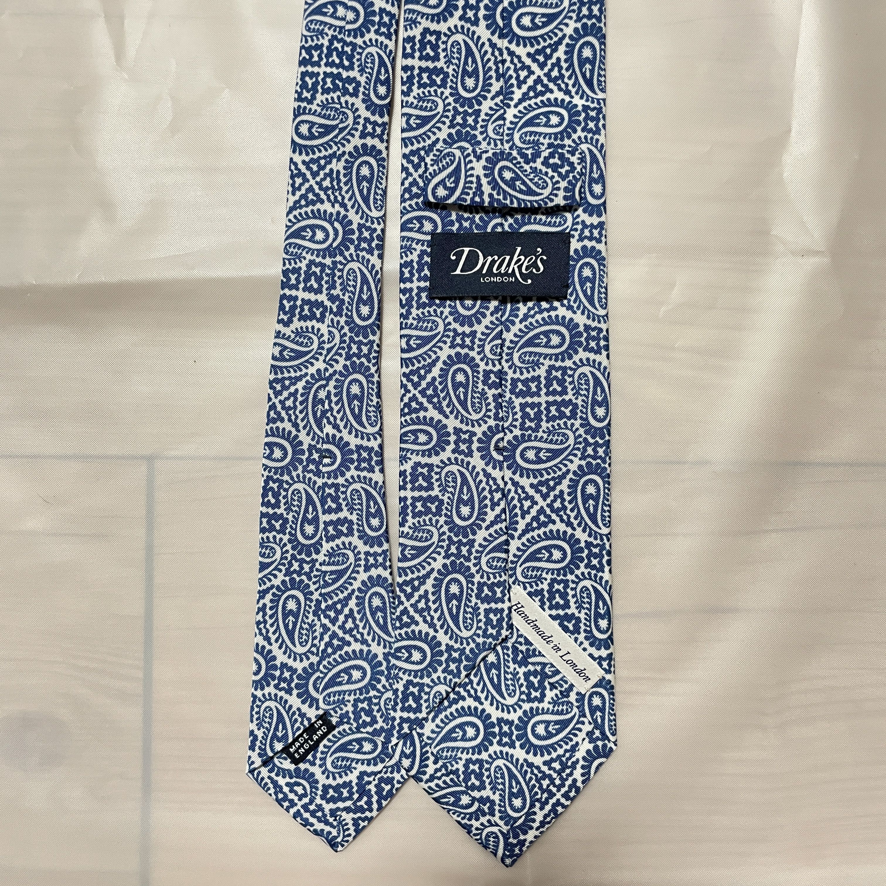 Drake's Drake's Silk mixture Tie blue with paisley pattern Size ONE SIZE - 3 Thumbnail