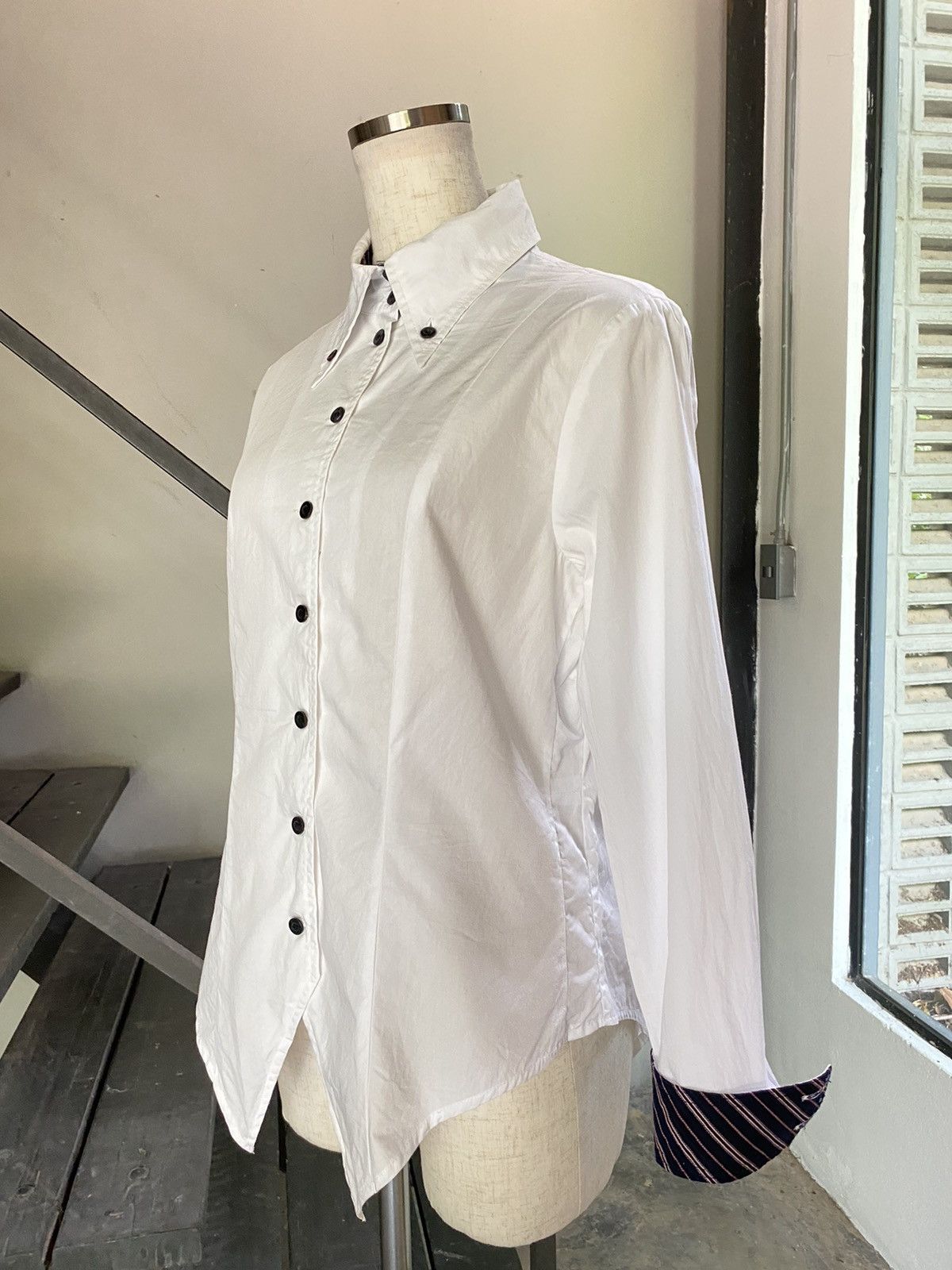 Japanese Brand PEACE NOW Punk Y2K Asymmetrical Hem White Shirt Size S / US 4 / IT 40 - 16 Thumbnail