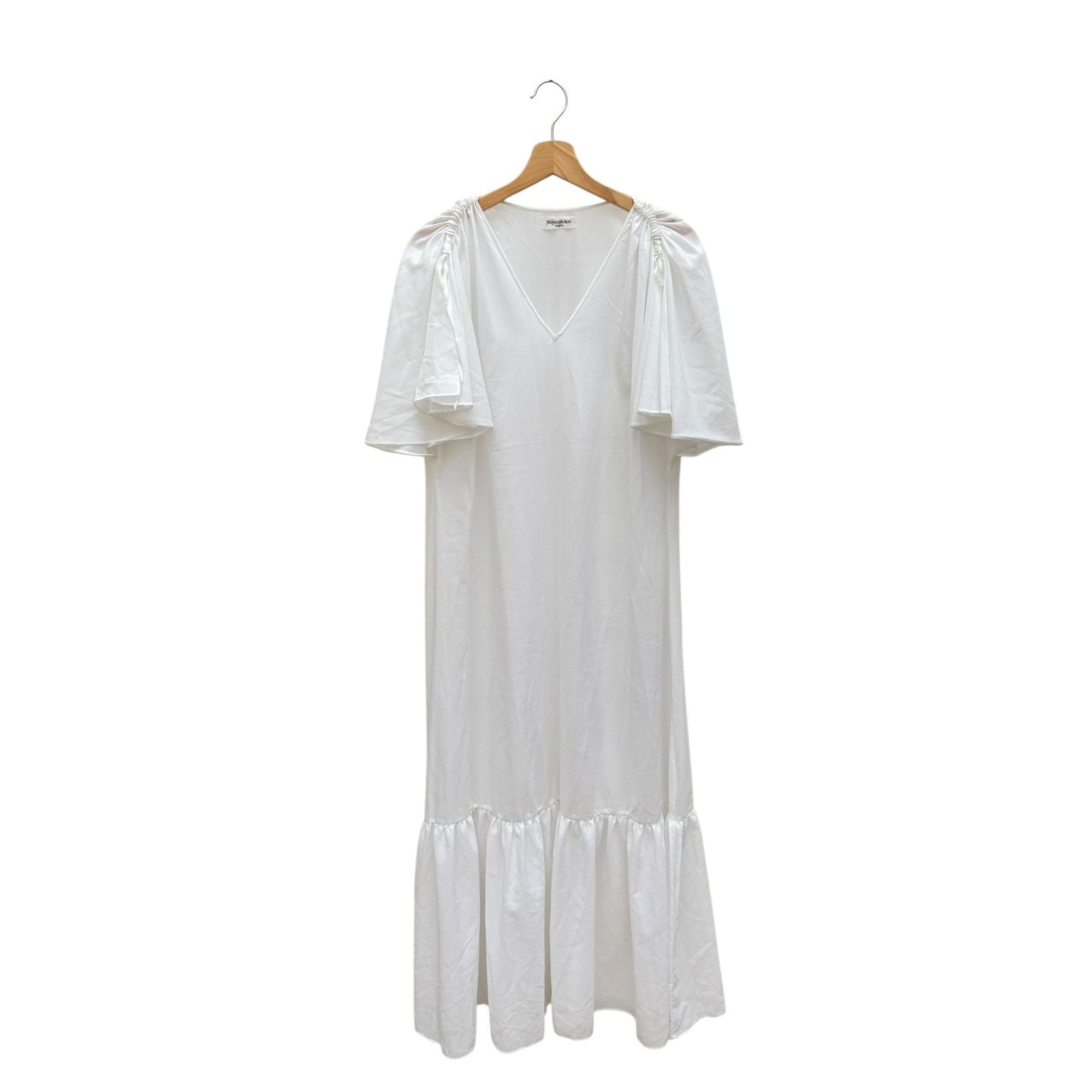 Yves Saint Laurent 1980s Vintage White Maxi Dress Size L / US 10 / IT 46 - 2 Thumbnail