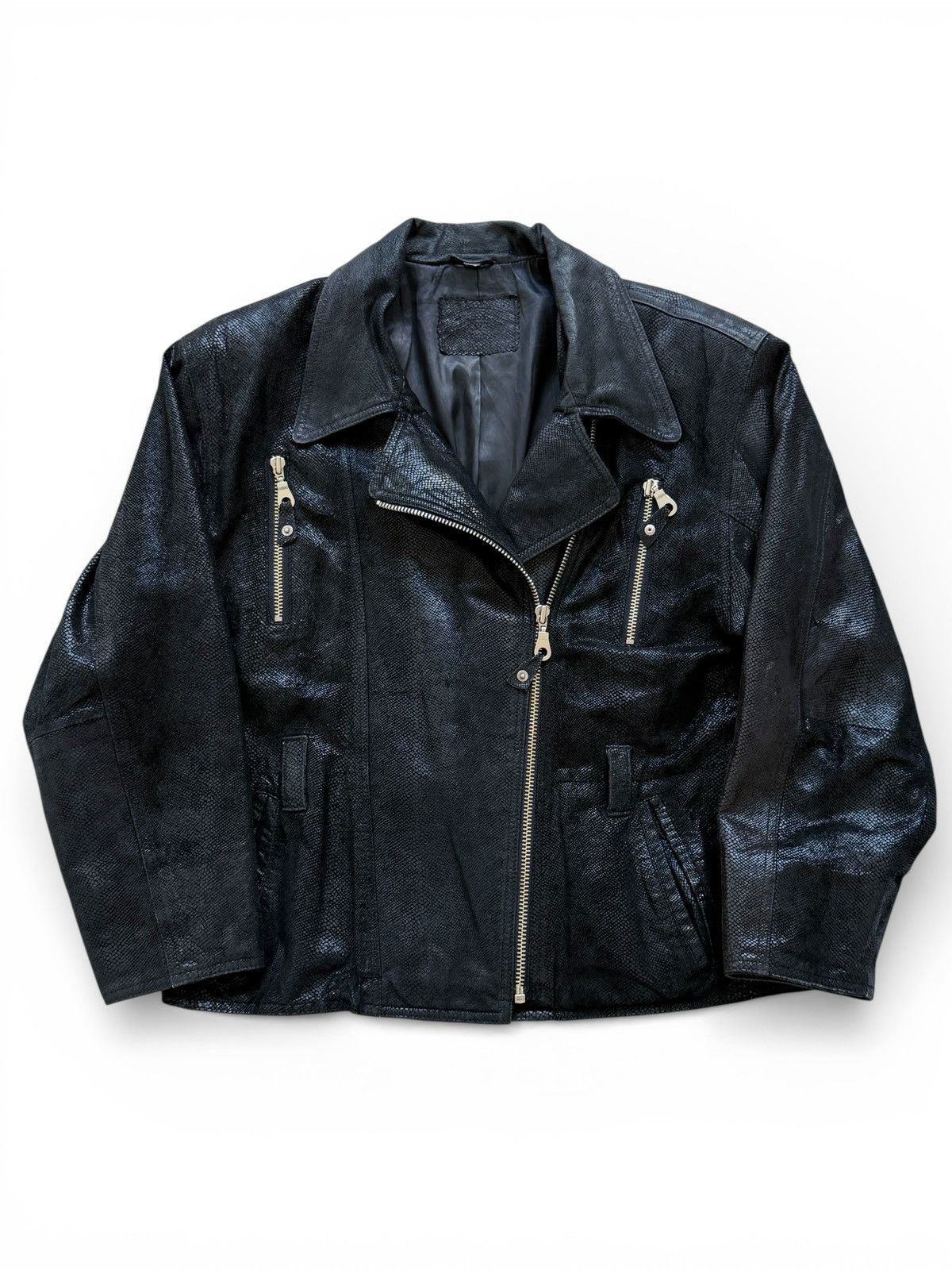 Vintage Vintage Avant Garde Texture Leather Biker Moto Jacket Size US M / EU 48-50 / 2 - 1 Thumbnail