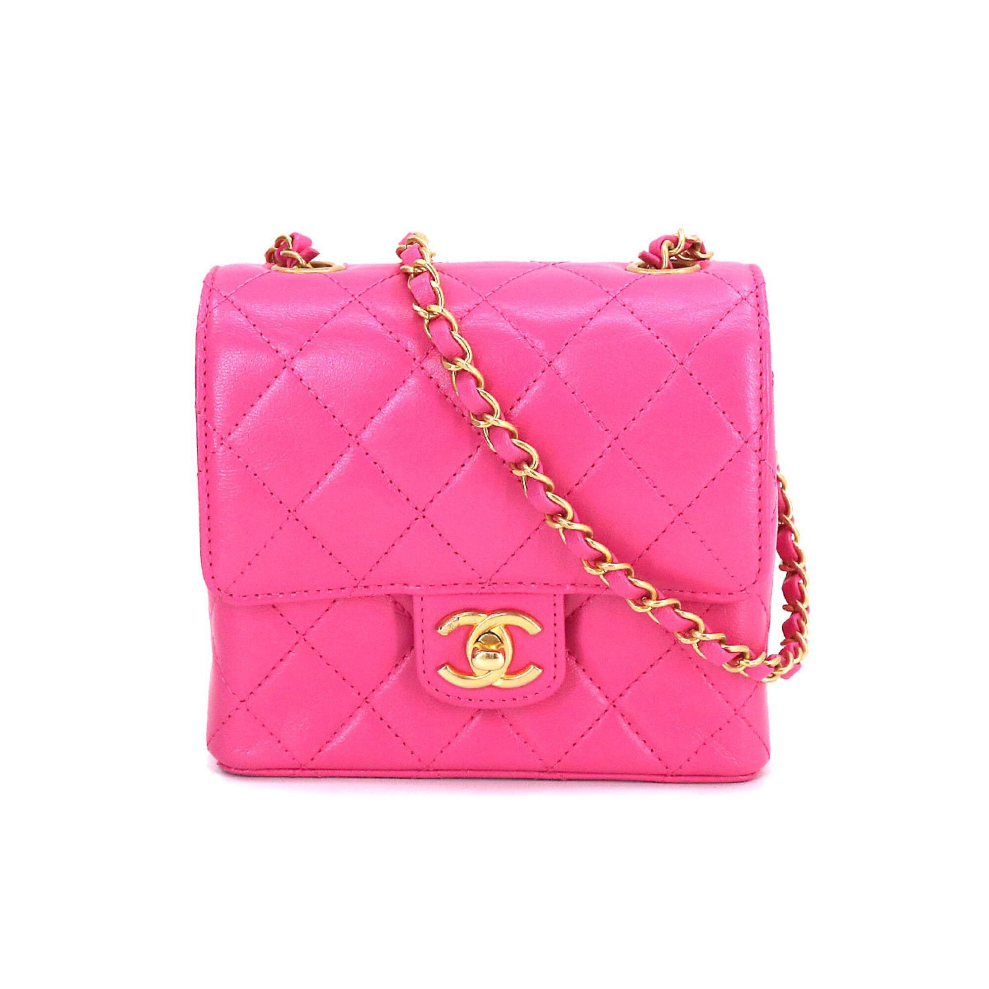 Chanel CHANEL Matelasse Chain Shoulder Bag Leather Pink Vintage Gold  Hardware