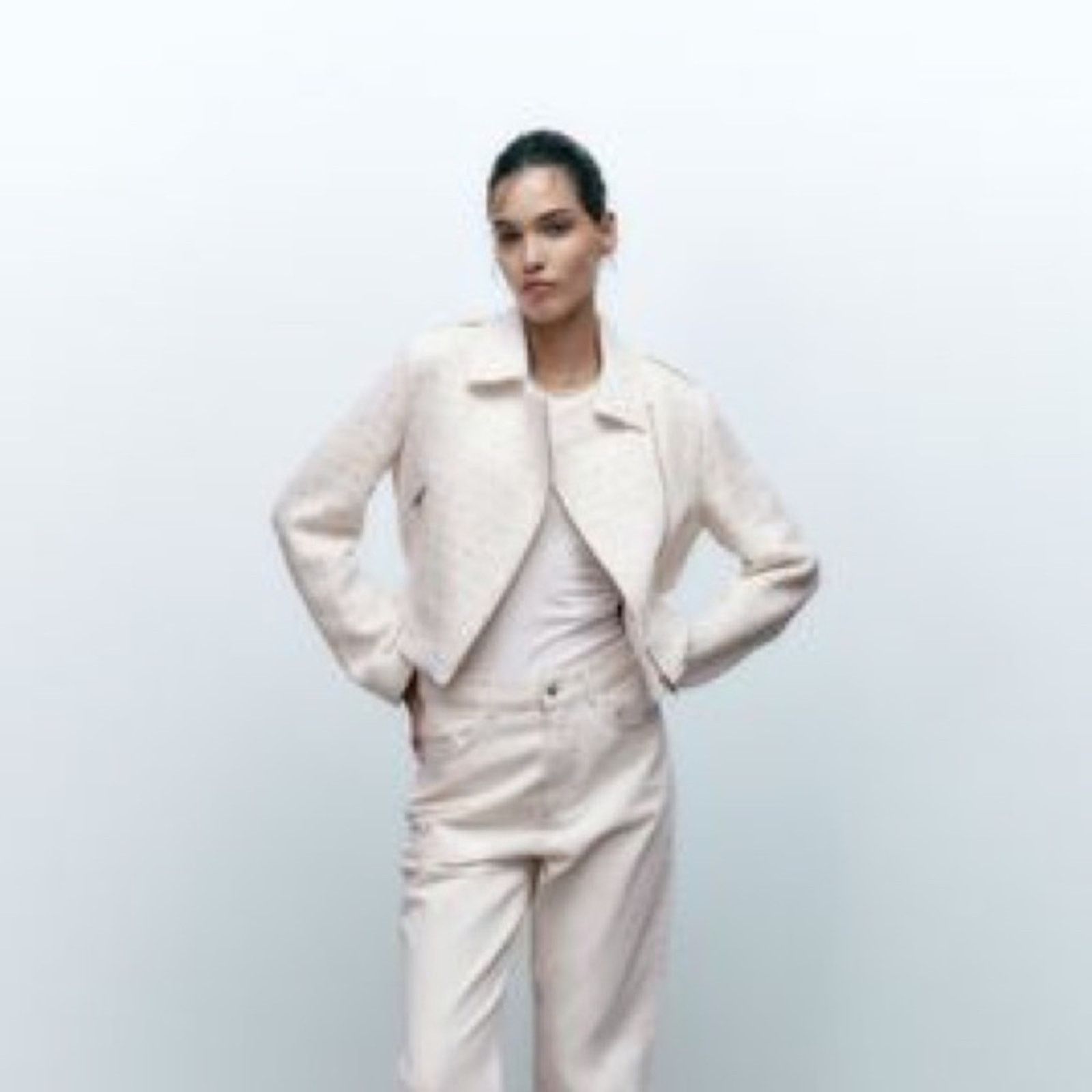 Zara ZARA ZIPPERED TEXTURED JACKET ECRU Size XL / US 12-14 / IT 48-50 - 2 Thumbnail