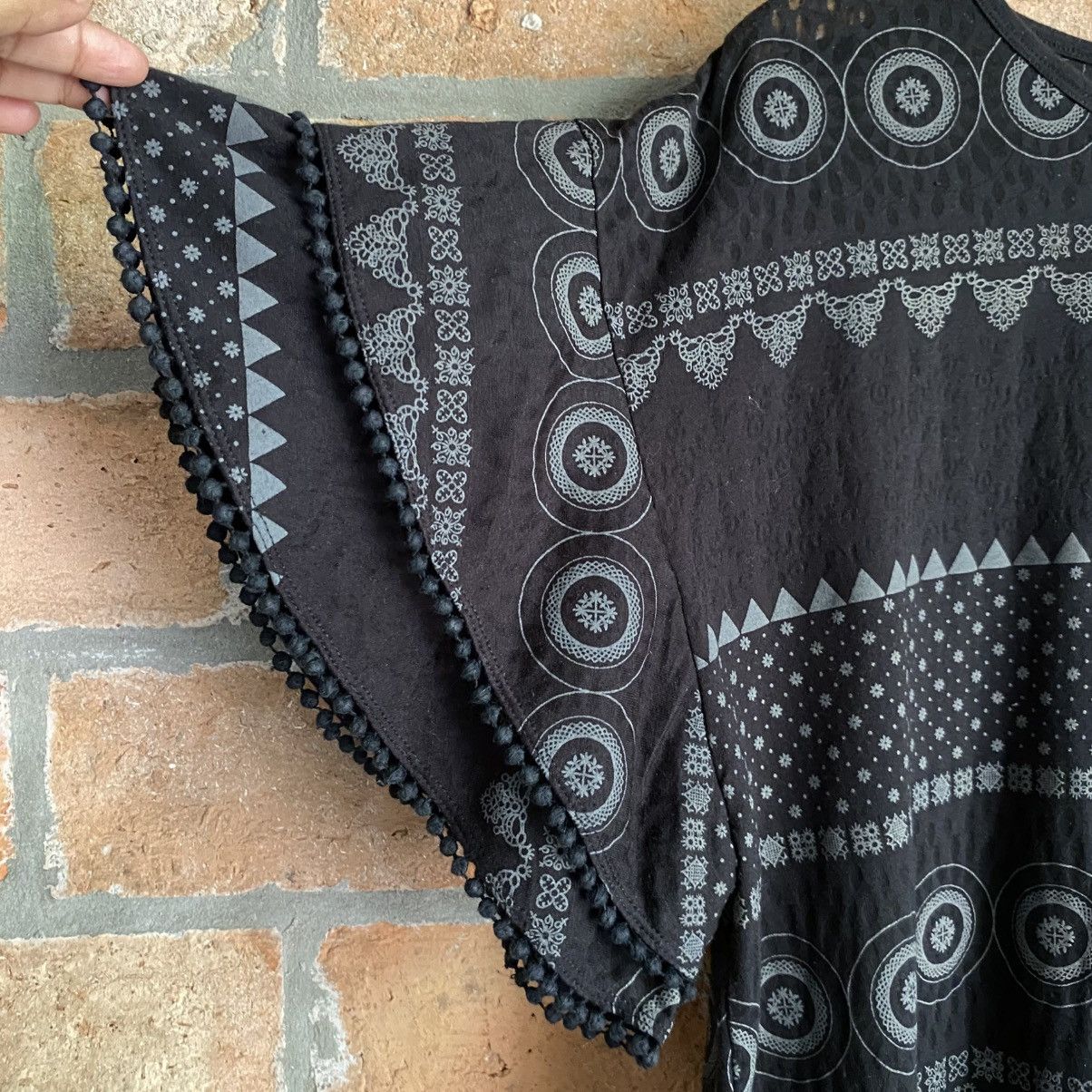 Frapbois Frapbois Black Round Neck Blouse with Geometric Print Size M / US 6-8 / IT 42-44 - 12 Thumbnail
