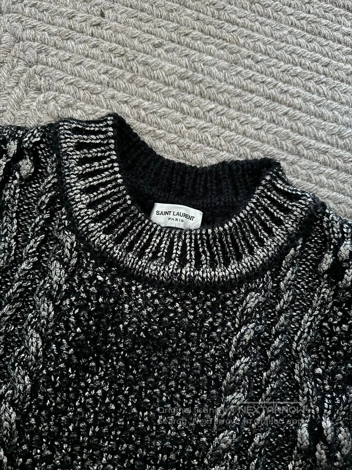 Saint Laurent Paris Saint Laurent Paris Black silver Fried Dough Twists rope sw Size US XL / EU 56 / 4 - 3 Thumbnail