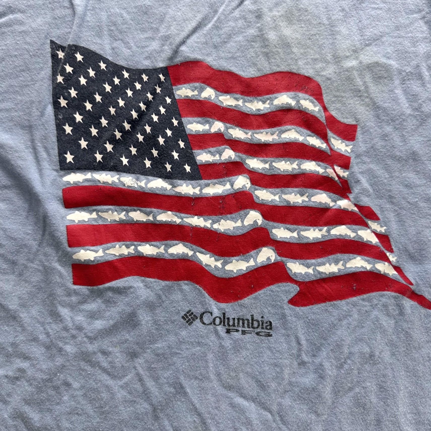 Vintage Columbia PFG Shirt Mens Medium Blue American Flag Graphic Cotton Tee Shirt Size US M / EU 48-50 / 2 - 2 Thumbnail