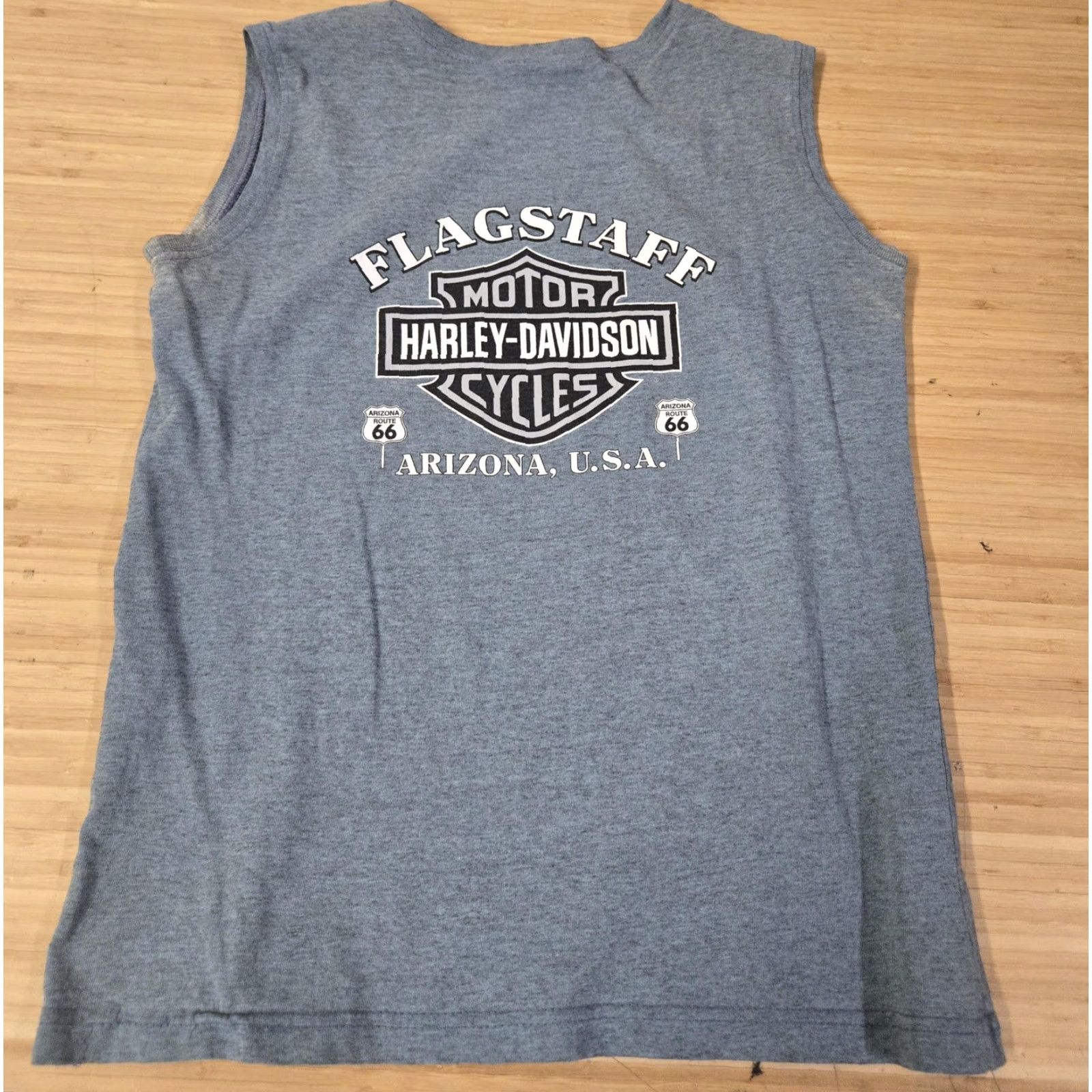 Harley Davidson Harley-Davidson Shirt Womens Medium Sleeveless Gray Route 66 USA Flagstaff Arizona Graphic Print Back Print Classic Size M / US 6-8 / IT 42-44 - 5 Thumbnail