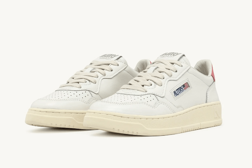 AUTRY AUTRY MEDALIST LOW SNEAKERS IN WHITE AND TEAROSE LEATH -36 Size US 6 / IT 36 - 2 Thumbnail