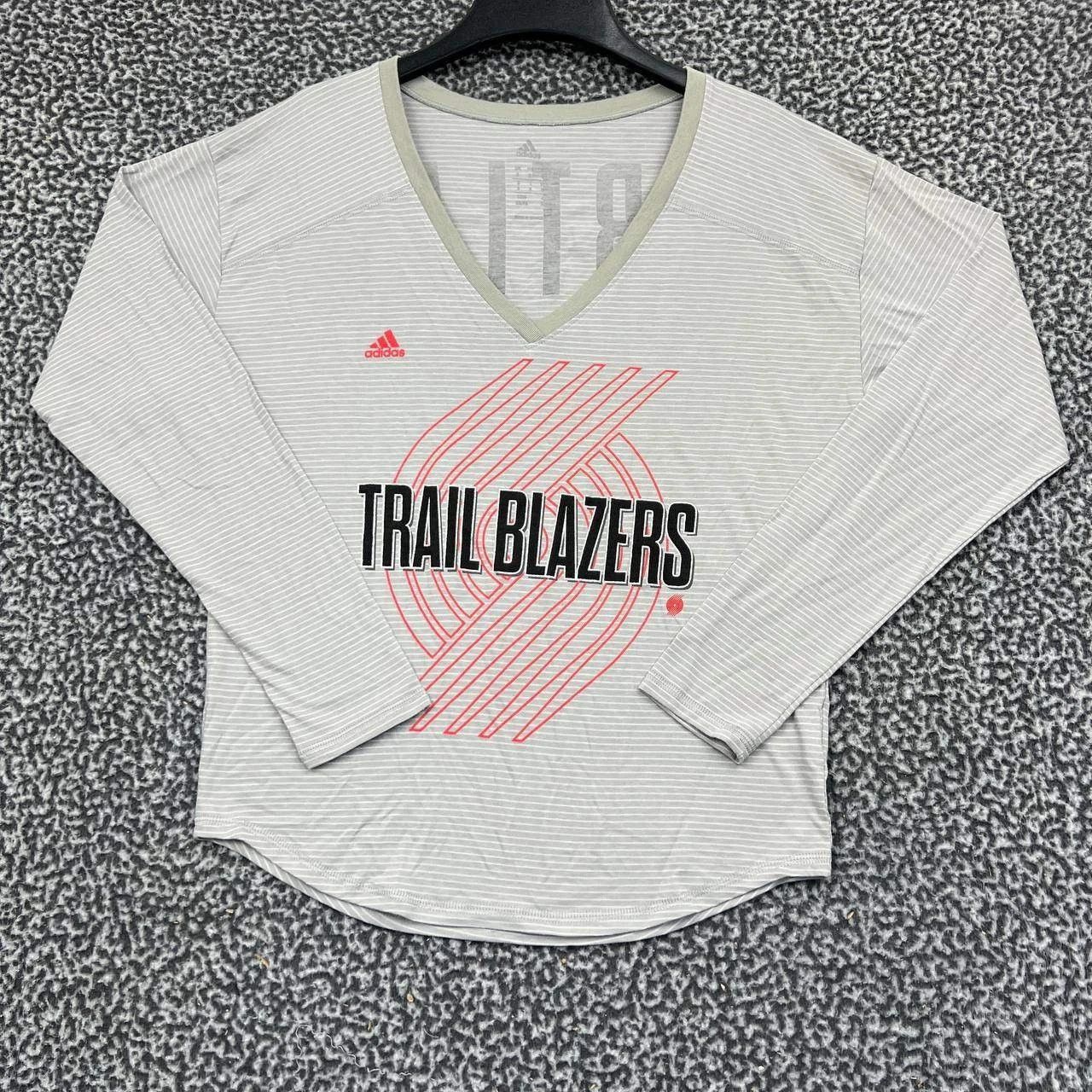 Adidas Portland Trailblazers Shirt Women Long Sleeve V-Neck S Size S / US 4 / IT 40 - 1 Thumbnail