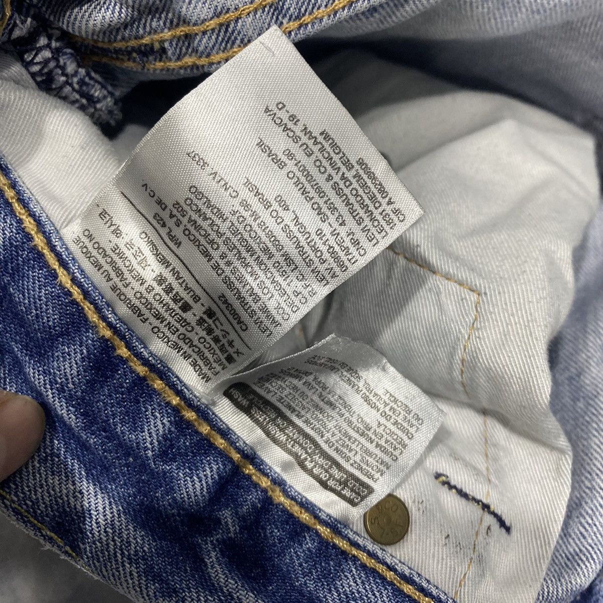 Levi's × Vintage Sickk☠️ Levis Ripped Jeans Straight Cut 90s Size US 34 / EU 50 - 9 Thumbnail