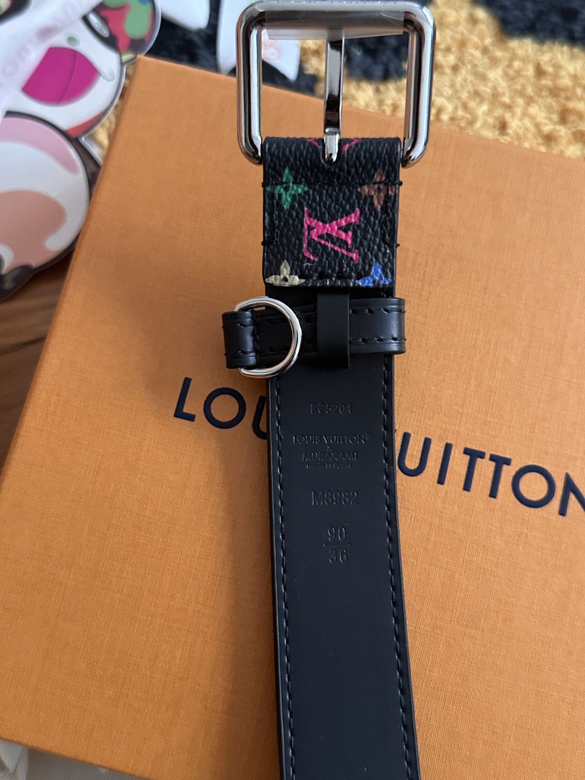 Louis Vuitton × Takashi Murakami MURKAMI LOUIS VUITTON MULTICOLOR MONOGRAM BELT BLACK Size 34 - 3 Thumbnail