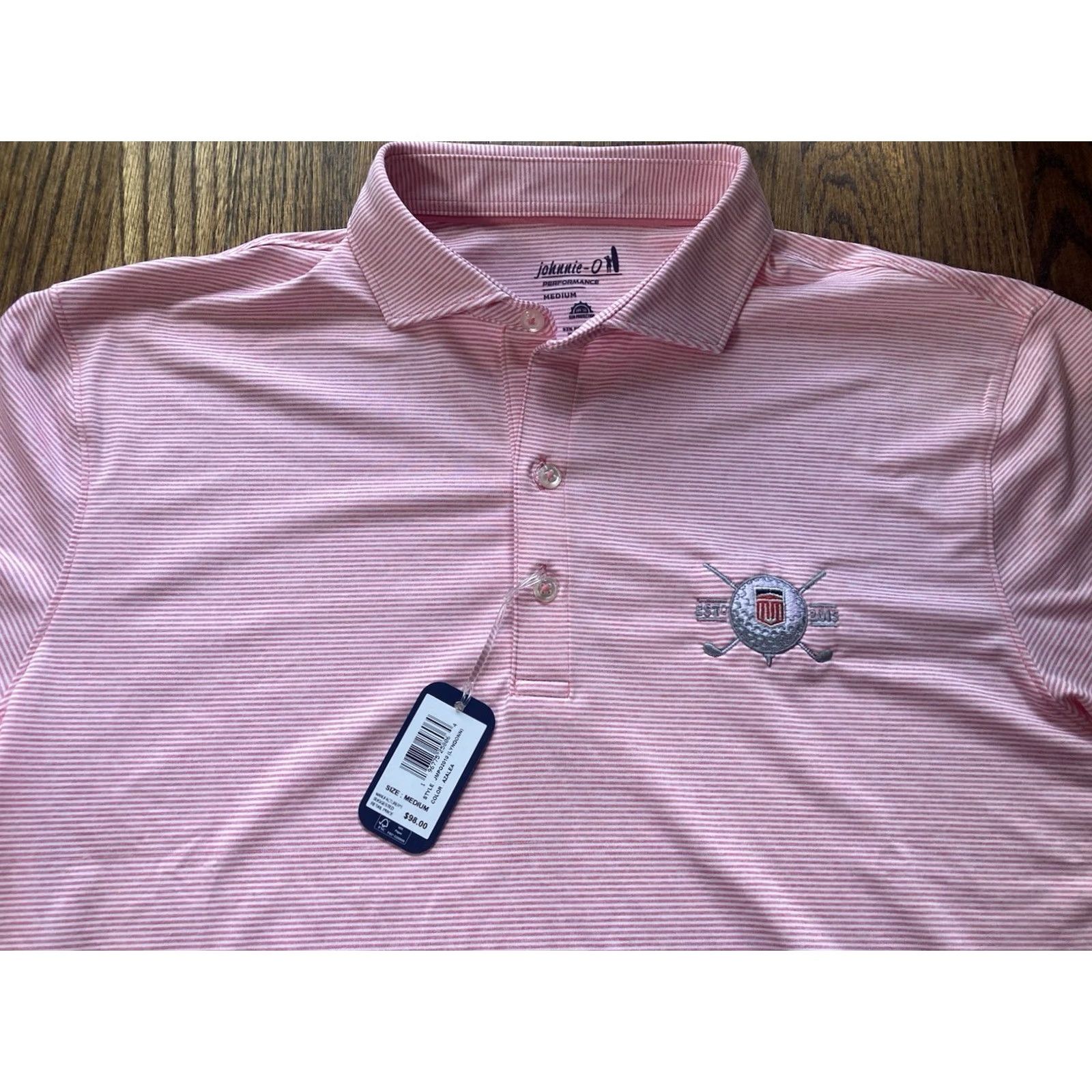 johnnie-O johnnie-O Lyndon Polo Shirt Mens Medium Pink Striped Performance Golf Shirt New with Tags Size US M / EU 48-50 / 2 - 2 Thumbnail