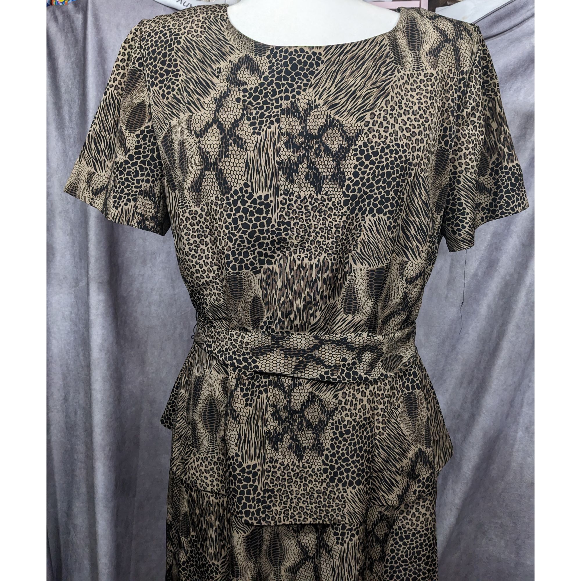 Other Vintage 90s Mixed Animal Print Peplum Sag Harbor Dress Size XL / US 12-14 / IT 48-50 - 7 Thumbnail