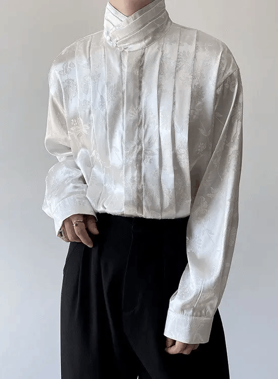 Vintage Korean fashion floral pleated button up shirt Size US L / EU 52-54 / 3 - 2 Thumbnail