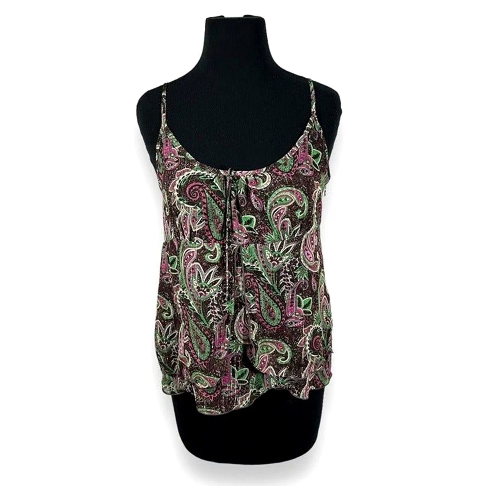 Vintage VINTAGE Y2K Paisley Tiered Blouse Womens Medium Blouse Red, Paisley Style, 2000s Boho Womens M Size M / US 6-8 / IT 42-44 - 2 Thumbnail