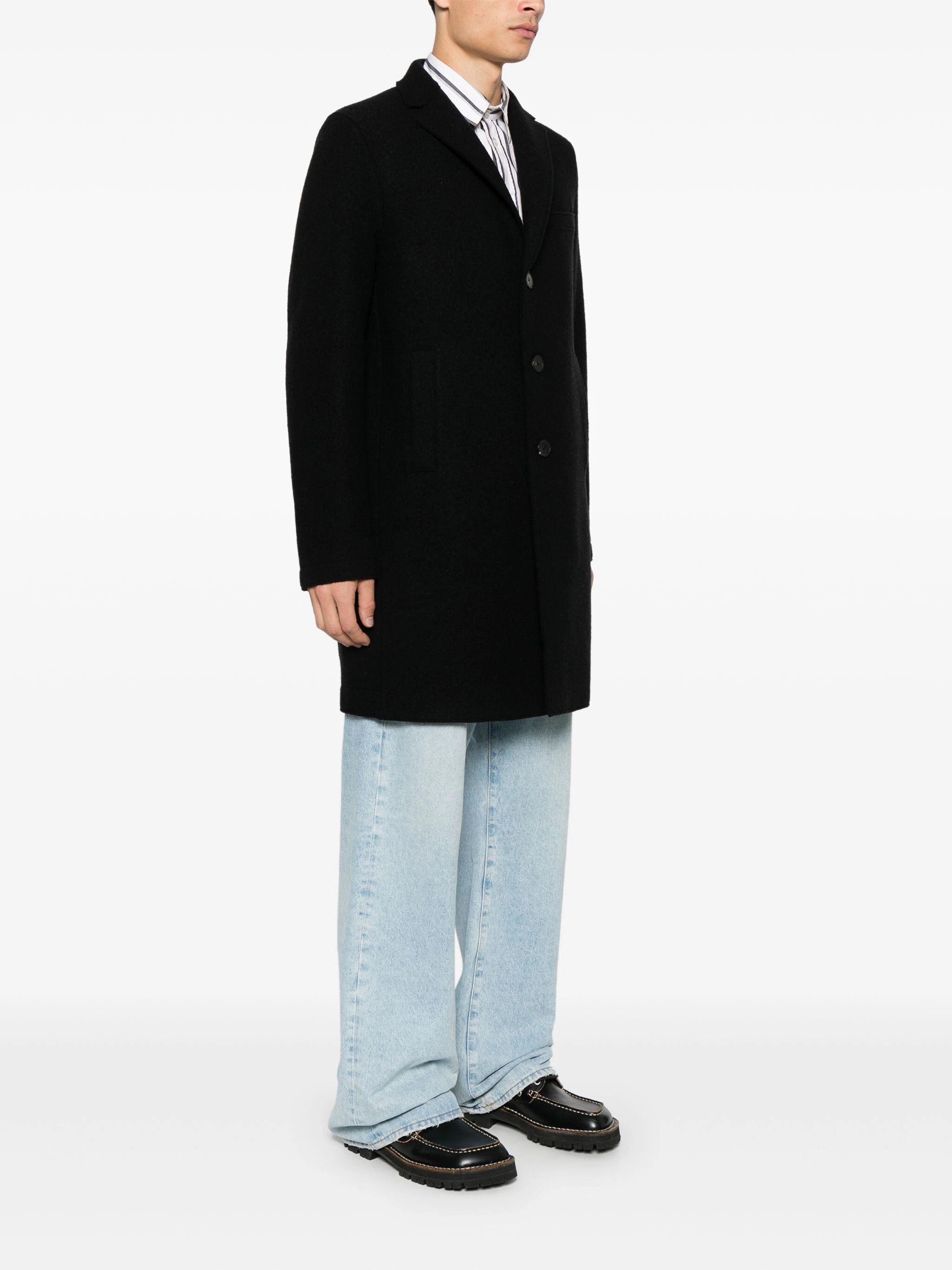 Harris Wharf London o1s22i1n1024 Single-Breasted Wool Coat in Black Size US L / EU 52-54 / 3 - 3 Thumbnail