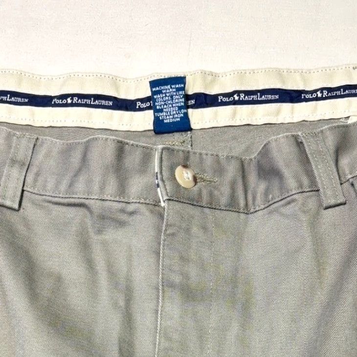 Polo Ralph Lauren VINTAGE Polo Ralph Lauren Chino Pants Mens 42x32 Pleated Khaki Cotton Relaxed Fit Size US XL / EU 56 / 4 - 2 Thumbnail