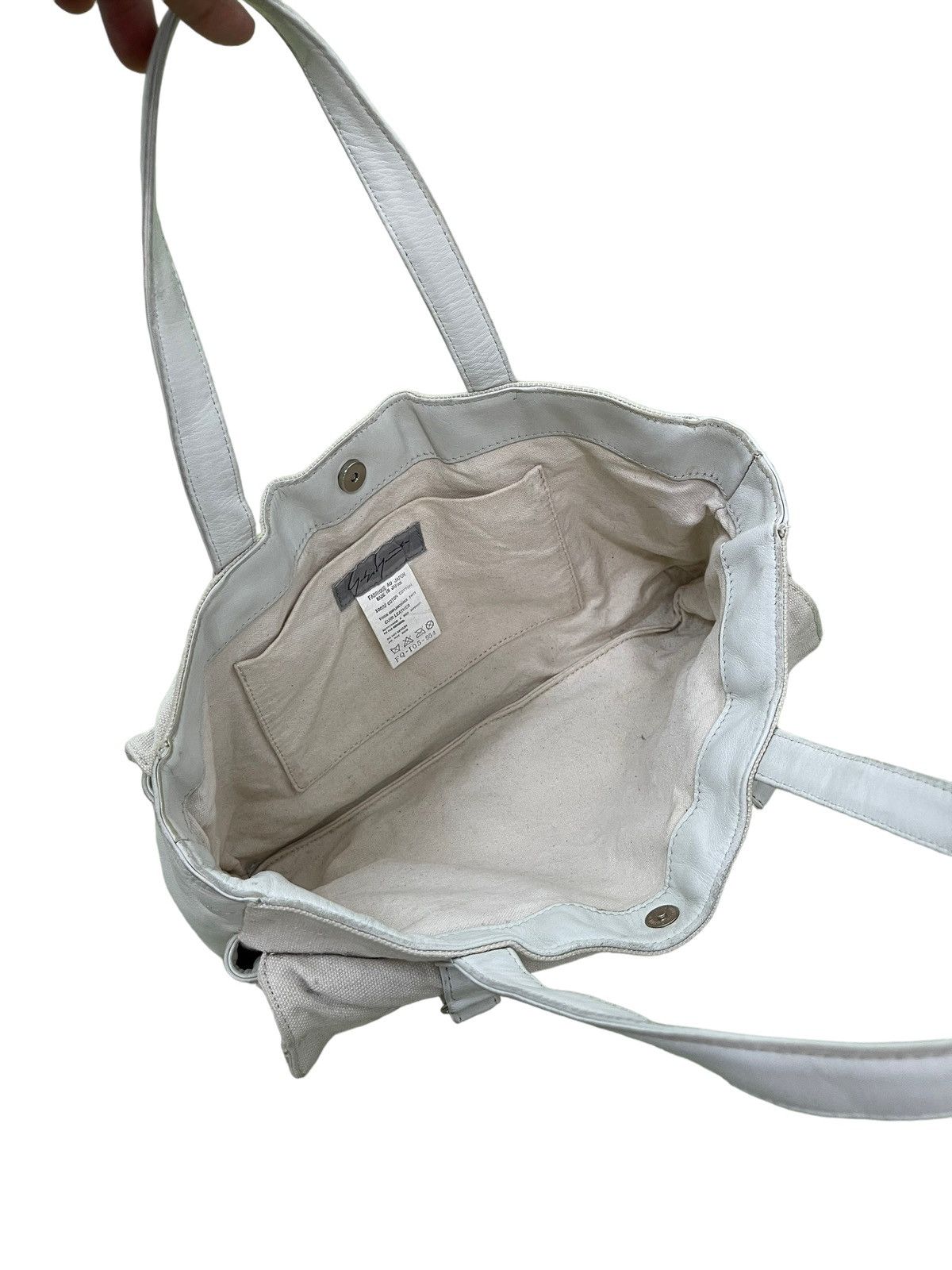 Yohji Yamamoto Yohji Yamamoto Tote Bag Leather Cotton Canvas Size ONE SIZE - 19 Thumbnail