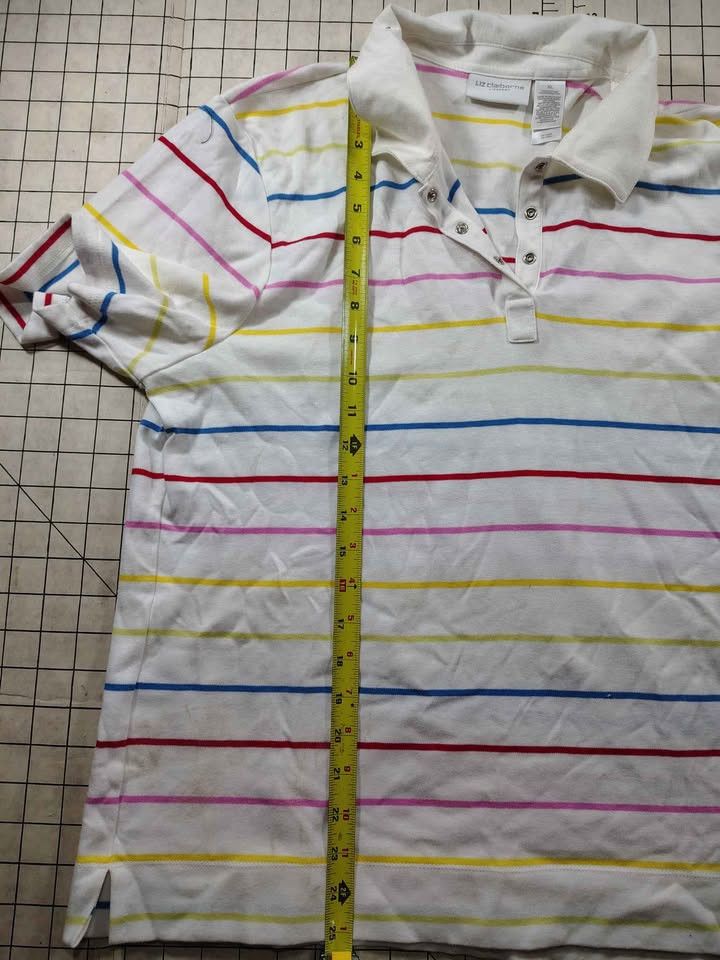 Liz Claiborne Women's New Liz Claiborne LIZSPORT XL Striped Polo Shirt Size XL / US 12-14 / IT 48-50 - 5 Thumbnail
