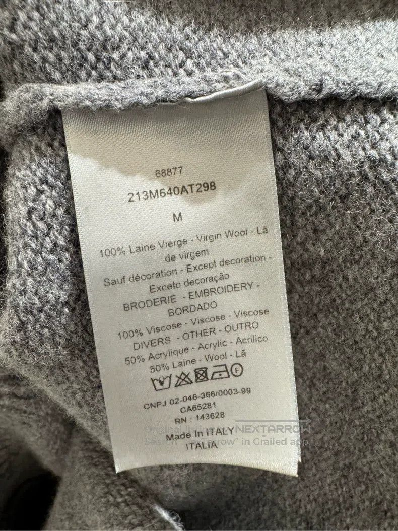 Dior Dior Grey embroidered slogan sweater Size US M / EU 48-50 / 2 - 4 Thumbnail