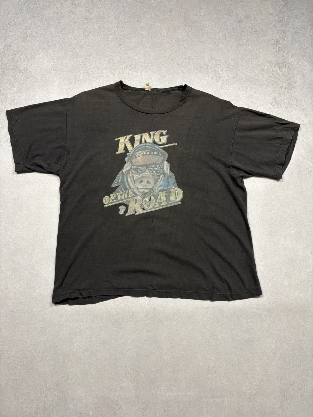 Harley Davidson Vintage 1982 Harley Davidson King Of The Road Pig Biker Tee Size US M / EU 48-50 / 2 - 2 Thumbnail
