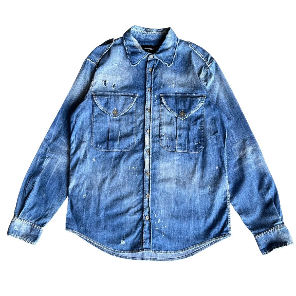 Dsquared2 Dsquared2 Distressed Effect Denim Shirt Size US L / EU 52-54 / 3 - 1 Thumbnail