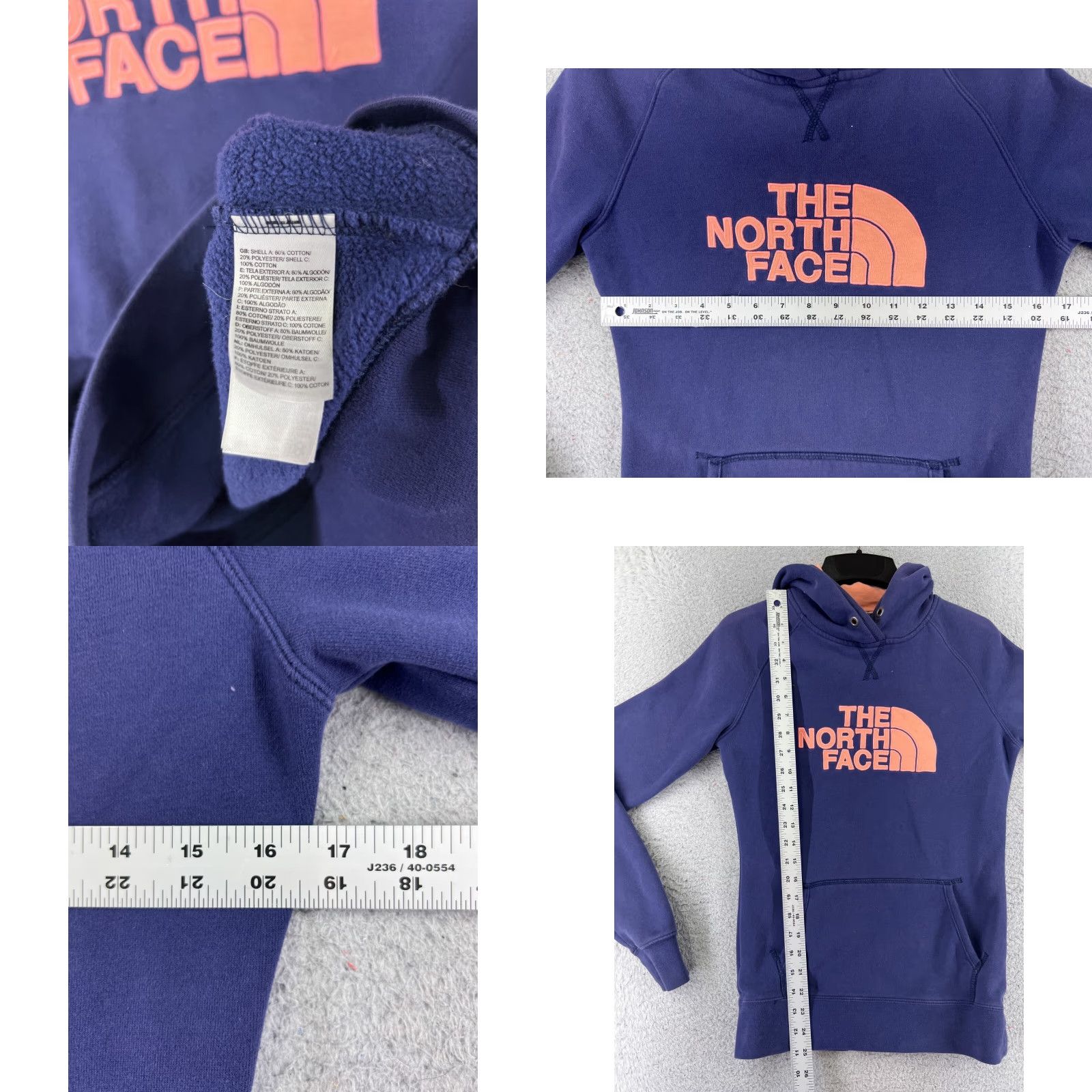 The North Face The North Face Pullover Hoodie Womens Small Purple Peach Floral Logo Sweatshirt Cotton Blend Shirt Size S / US 4 / IT 40 - 8 Thumbnail