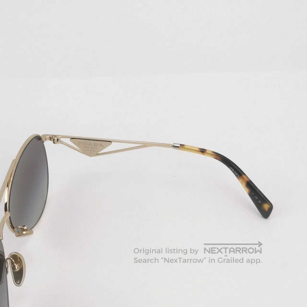 Prada Prada Triangular Logo Aviator Sunglasses. Size ONE SIZE - 6 Thumbnail