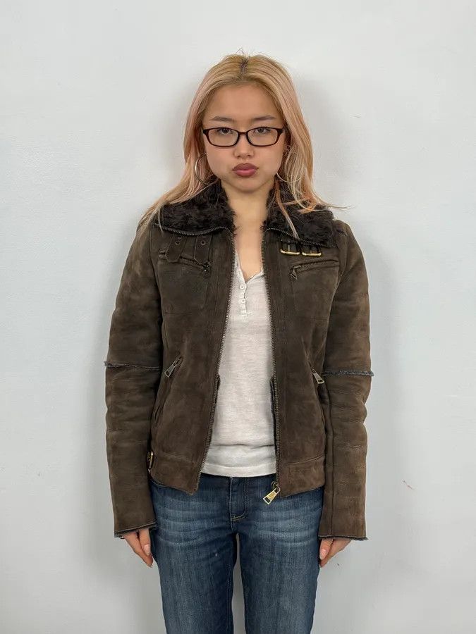 Dolce & Gabbana 2000s Dolce & Gabbana Aviator Shearling Brown Leather Jacket Size M / US 6-8 / IT 42-44 - 2 Thumbnail