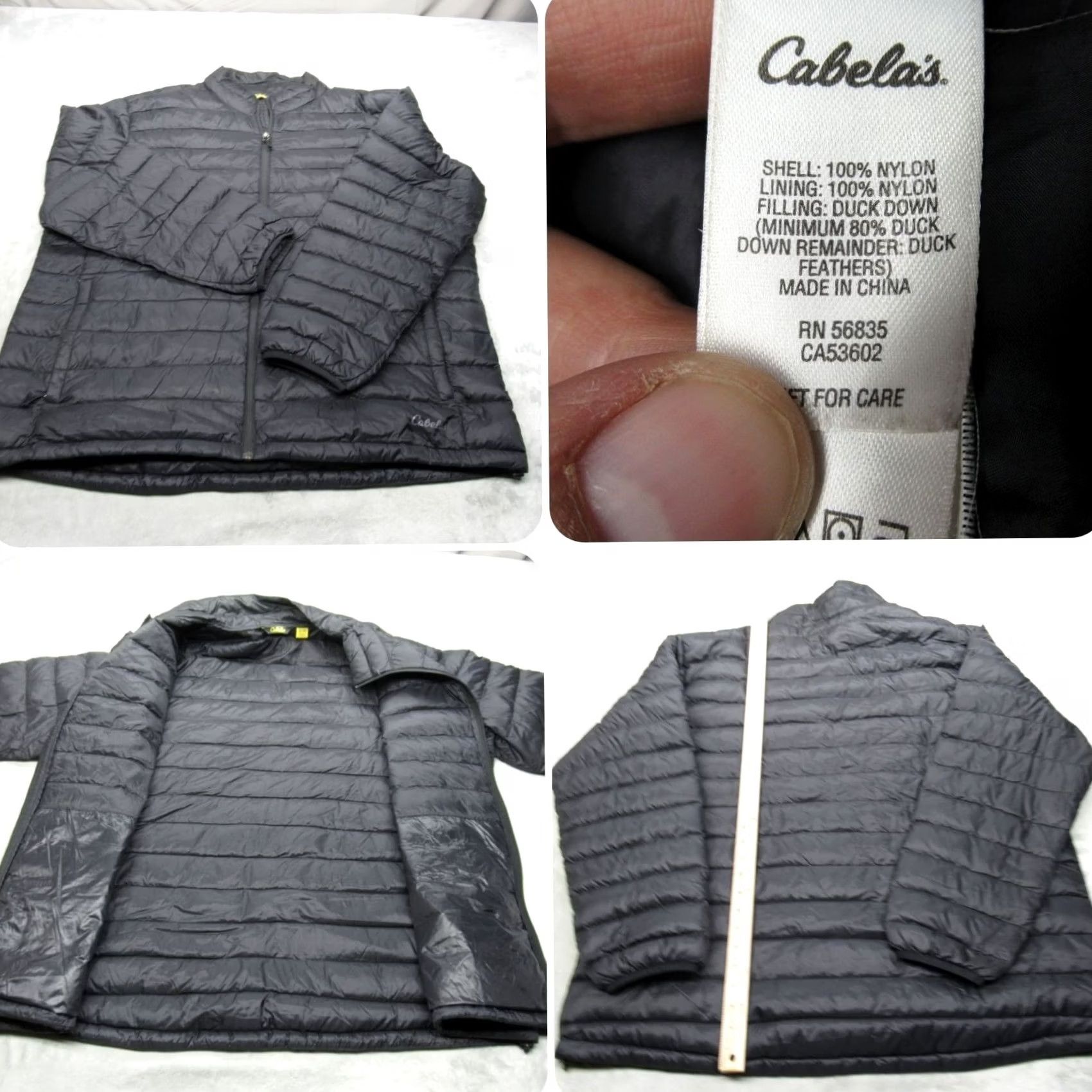 Vintage Cabelas Down Jacket Mens 2XL Black Lightweight Packable Full Zip Quilted Puffer Size US XXL / EU 58 / 5 - 2 Thumbnail