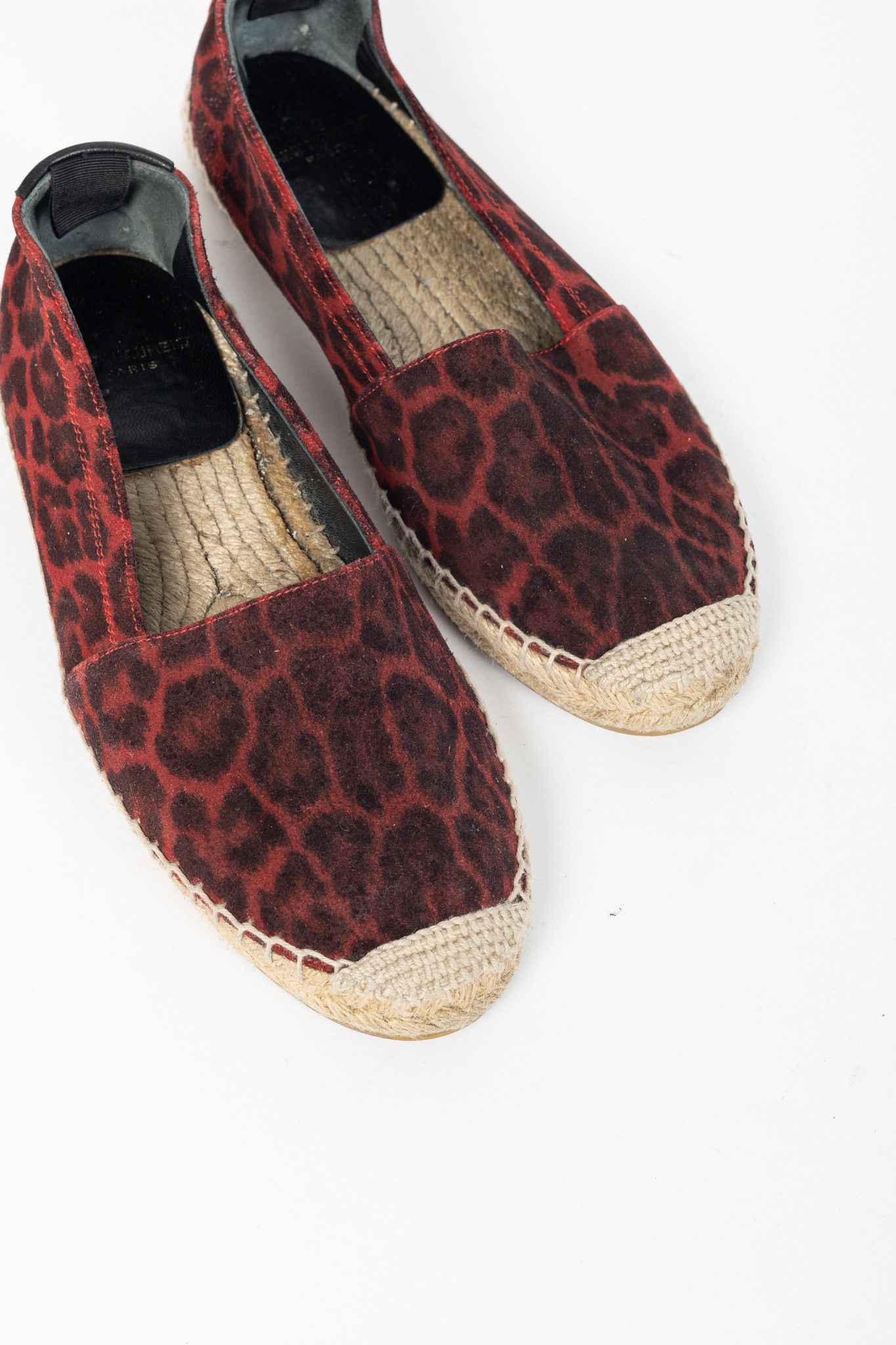 Saint Laurent Paris Saint Laurent Red Leopard Suede Flat Espadrilles Size US 4 / IT 34 - 6 Thumbnail
