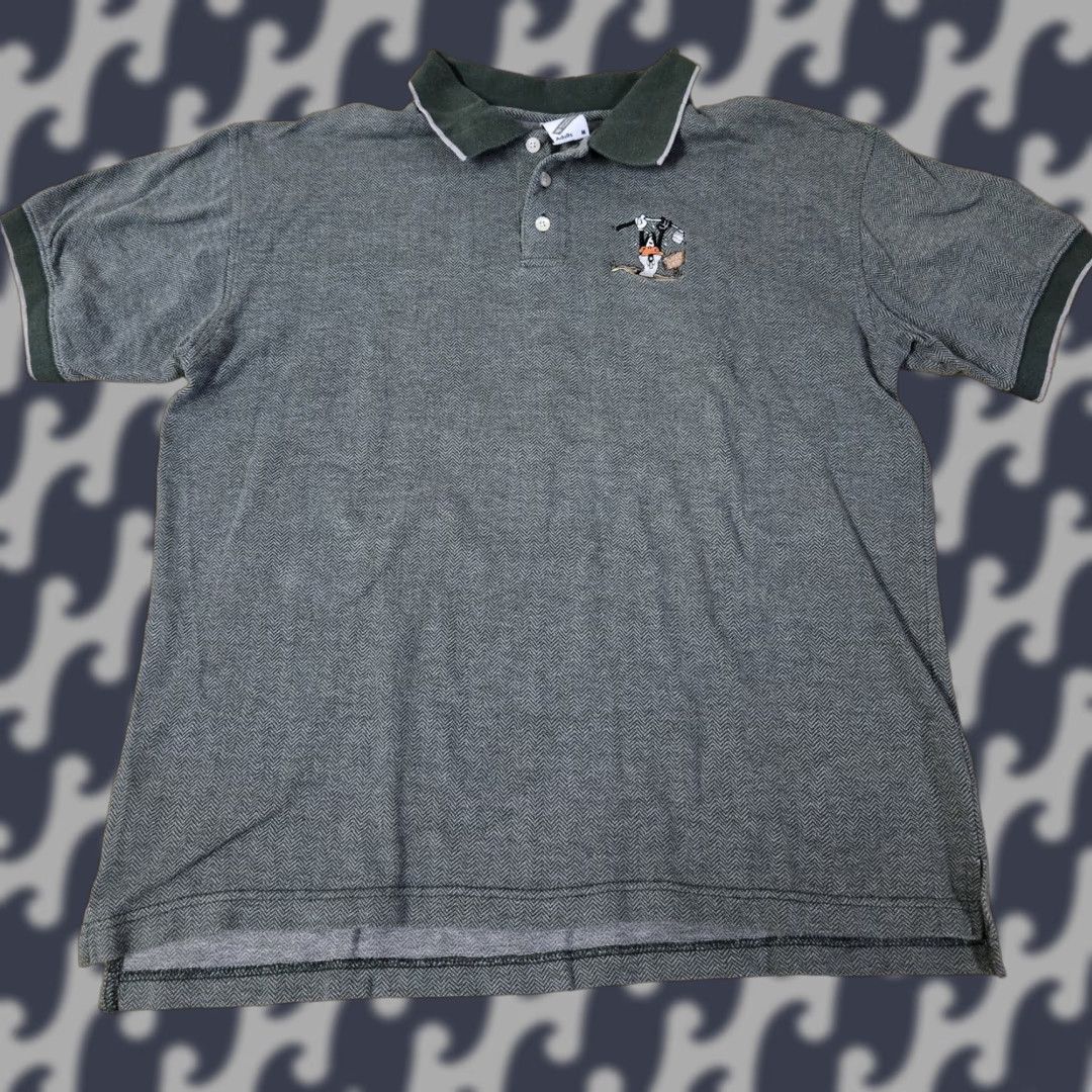 Vintage VINTAGE Daffy Duck Polo Shirt Mens M Golf 90s Warner Bros Studio Store Gray Short Sleeve Collared 100% Cotton Herringbone Size US M / EU 48-50 / 2 - 1 Thumbnail