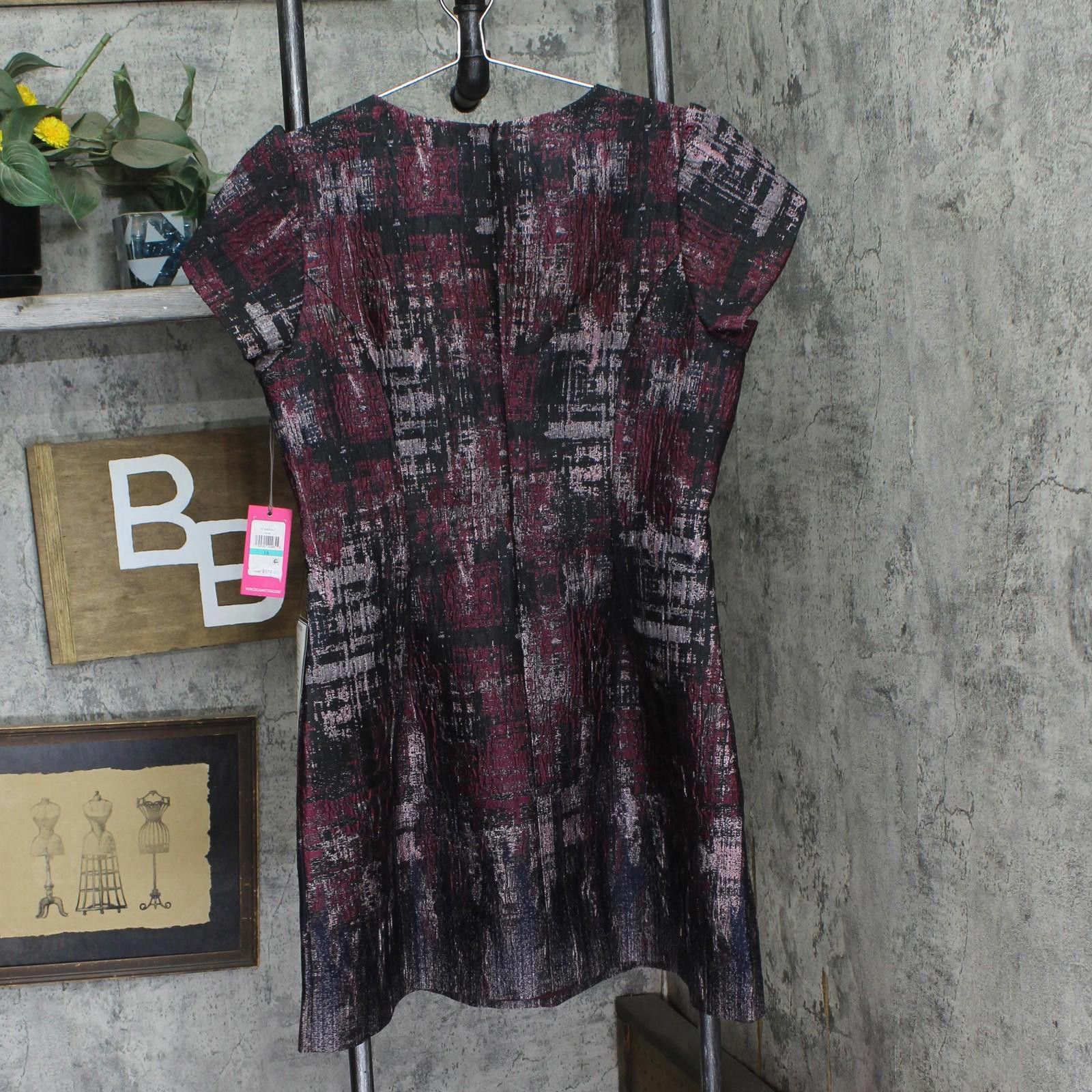 Vince Camuto Nwt Vince Camuto Flare Puff-sleeve Dress Wine Red Multi 16 Size XXL / US 16-18 / IT 52-54 - 2 Thumbnail