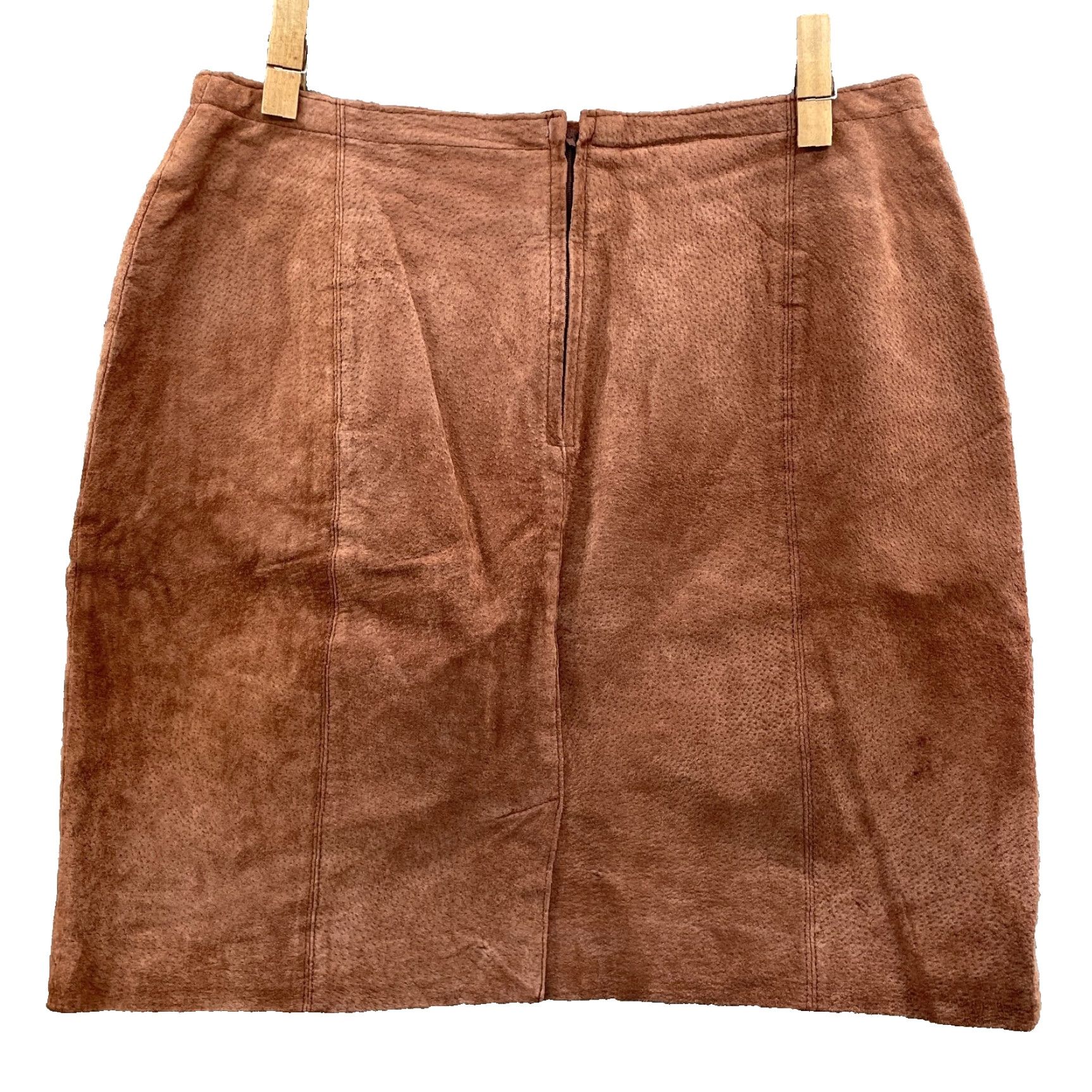 Vintage Savannah Skirt Women 14P Brown Leather Suede Straight Corpcore Boho Western 70s Vintage No Size 36" / US 14 / IT 50 - 2 Thumbnail